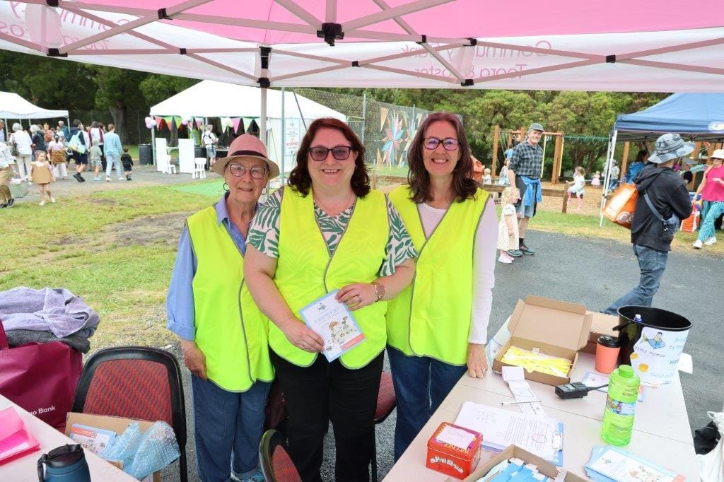 Manning the information tent at Fishy Stories Festival were Jan Bull, Jill Throckmorton and Kate Deeley.