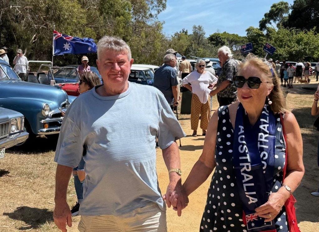Fran and Les Paters of San Remo enjoying Australia Day at Rhyll.
