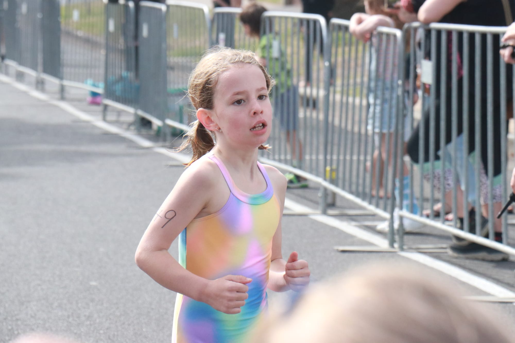 Frankie Heyes ran through in second place for the Under 7’s Penguin Dash.