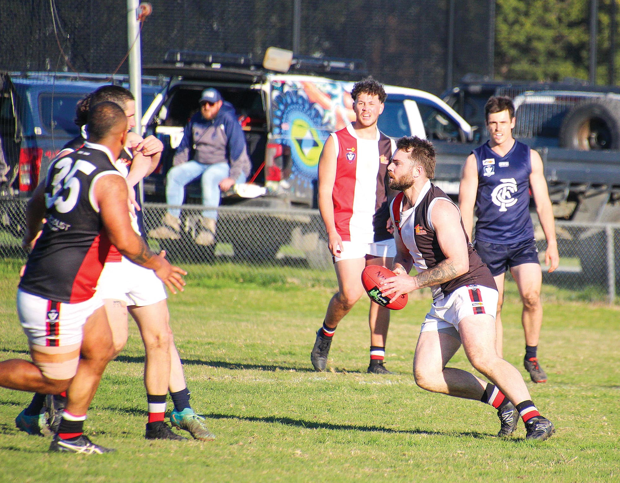 Dylan Heylen was stong in defence all game.