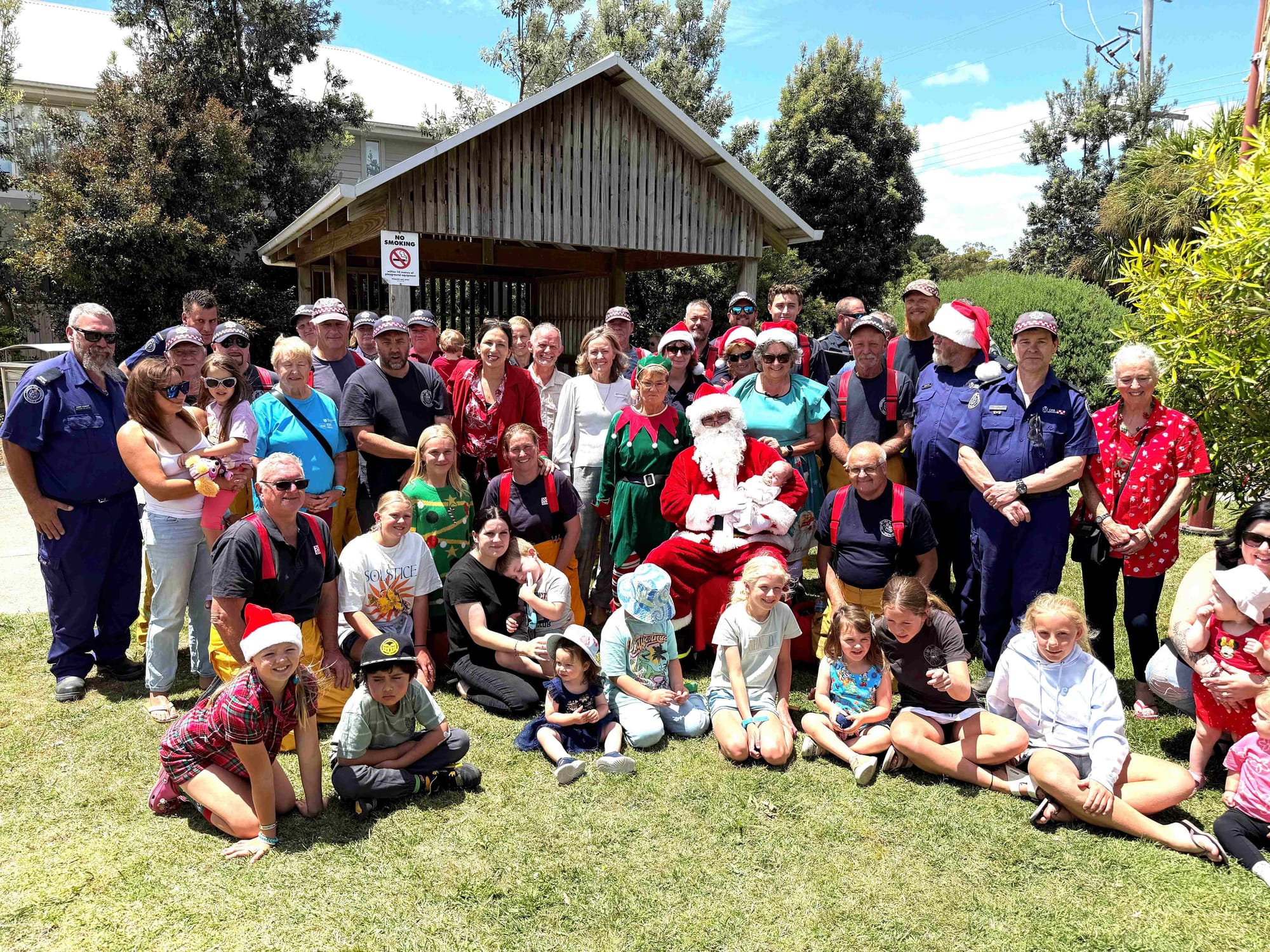 Father Christmas rolled into Grantville on Sunday afternoon, providing a moment of relief for fire fighters and members of the communuity but still with a lot of hard work still going on at scene of The Gurdies bushfire.