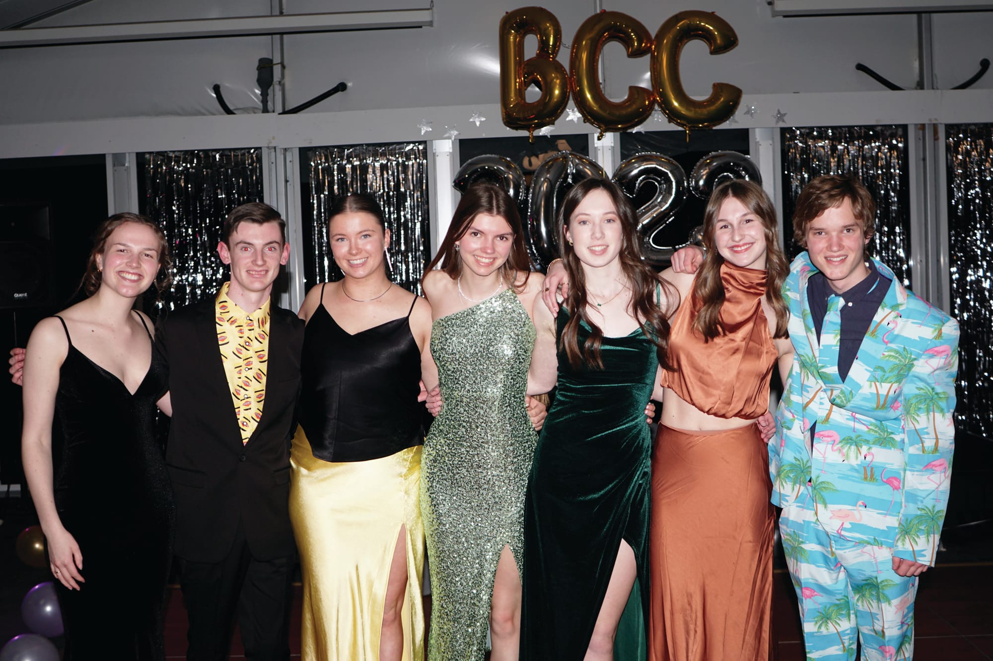 Frankie Murray-White, Isaac Shaw, Charlotte Morris, Eve Leversha, Heidi Peterson, Chloe Hynd and Elijah Fokkens celebrated the midpoint of their final year at Bass Coast College on Thursday.