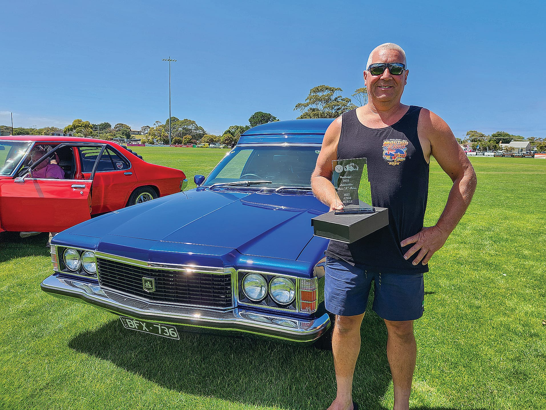 Best Aussie Muscle went to Stephen of Korumburra with his blue Holden HZ. C17_0425
