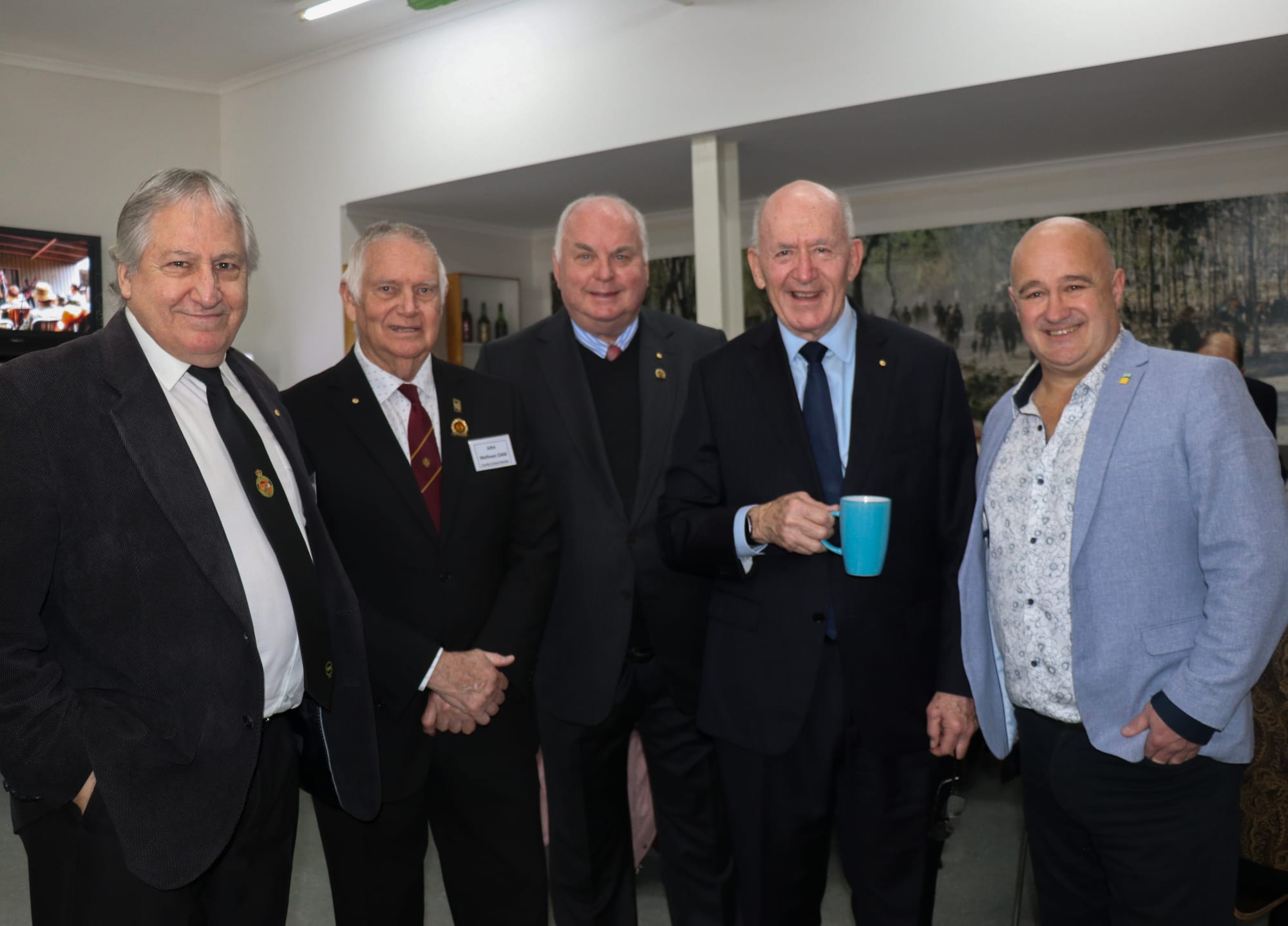 Bob Elworthy AM, John Methven OAM, and Kingsley Mundey together with General the Honourable Sir Peter Cosgrove, and Cr Brett Tessari at the National Vietnam Veterans Museum. 