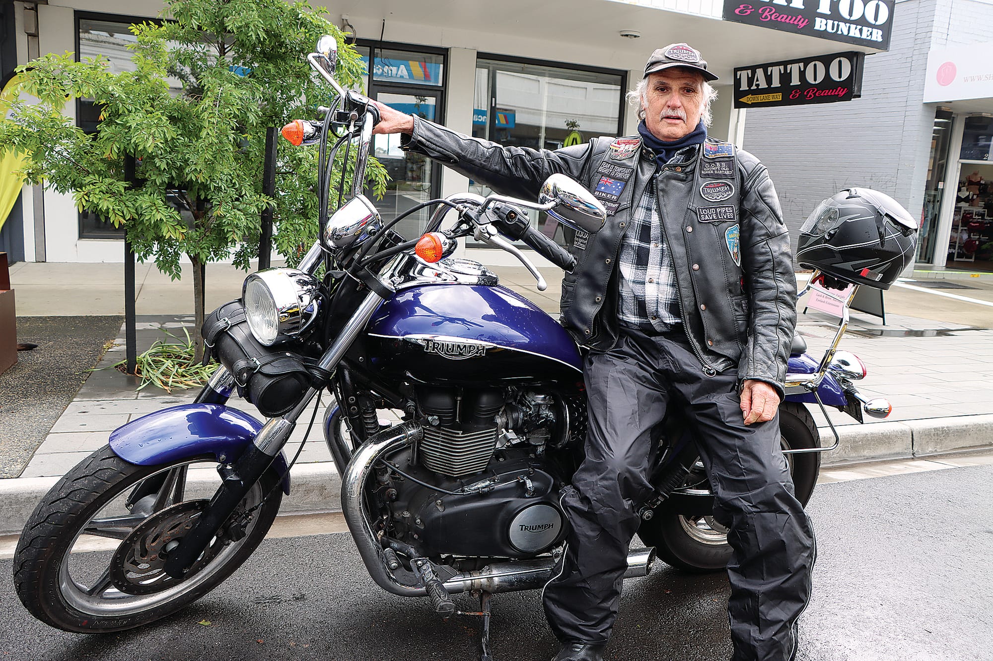 Terry Bourke of Inverloch wasn’t going to let rain keep him away from Biketoberfest.

