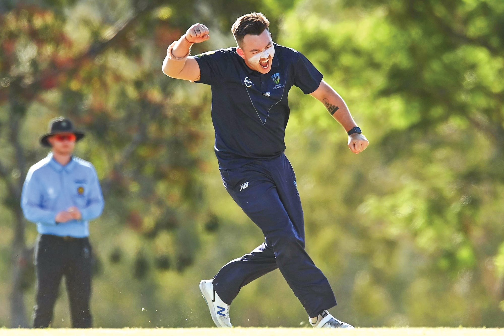 Victorian captain Callum Asbury erupts into a celebration. 