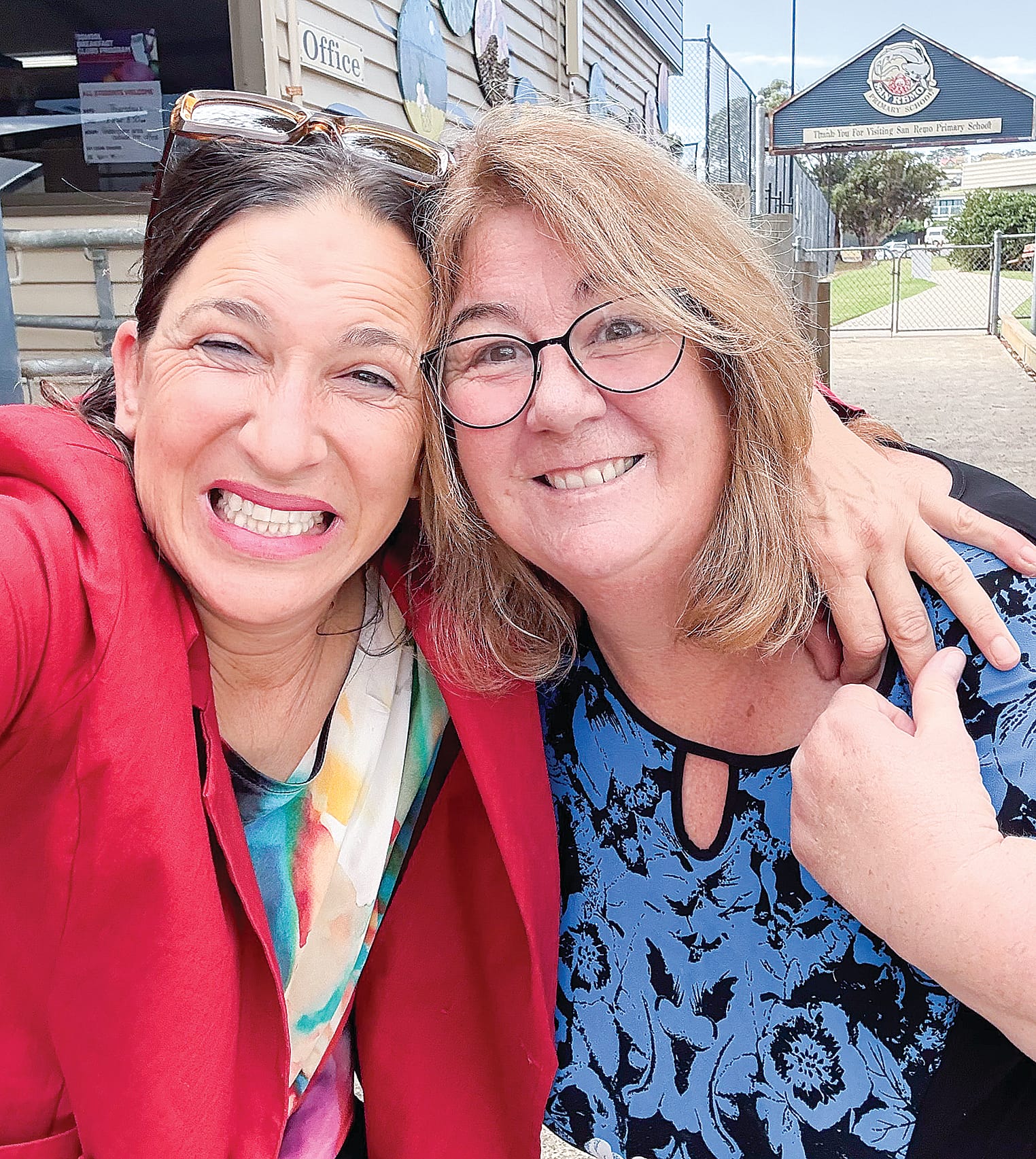Bass MP Jordan Crugnale with San Remo Principal Karen Bowker after receiving the news of the $5.3 million state funding to complete upgrades. 