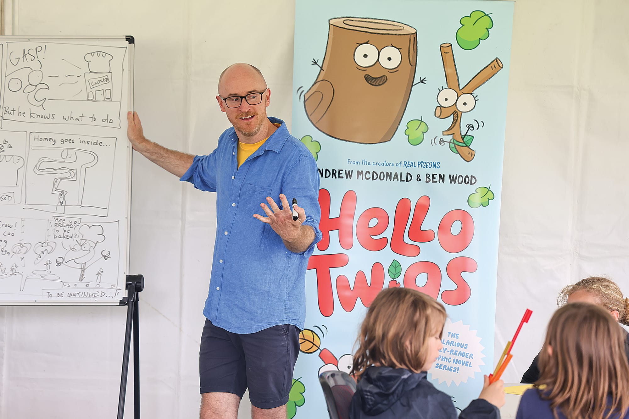 Former Mirboo North Secondary College student Ben Wood, now the illustrator of dozens of children’s books including the popular Real Pigeons series, was a special guest at the Fishy Stories Festival last Sunday.
