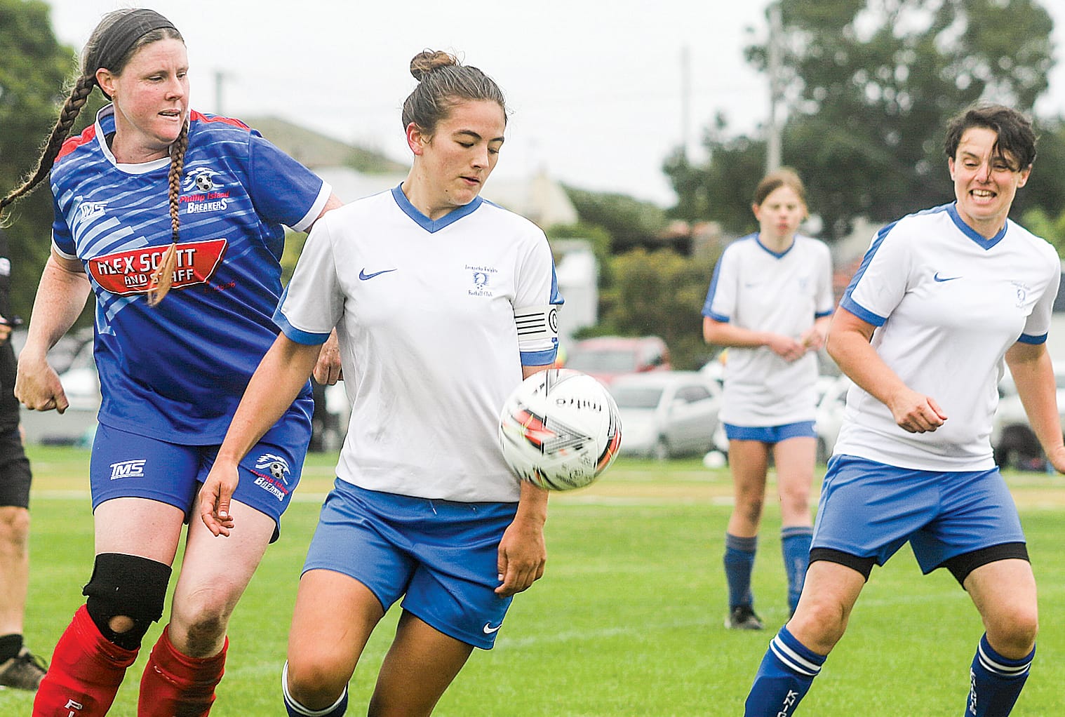 Leongatha Knights FC women’s co-captain Evie Bath dominated in midfield.