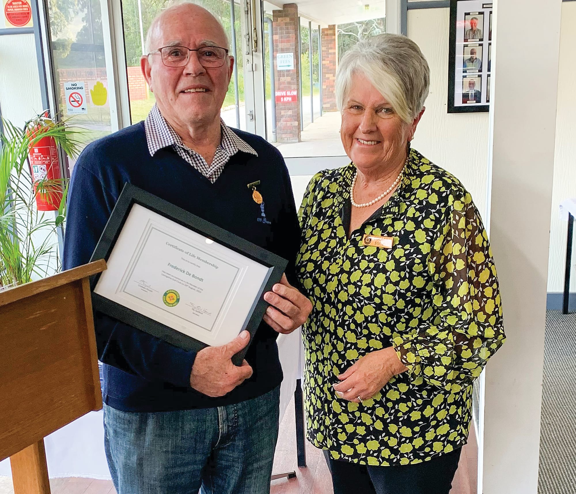 Fred deBondt was recognised as a Life Member for the Leongatha Golf Club, with the achievement presented by President Colleen Touzel.