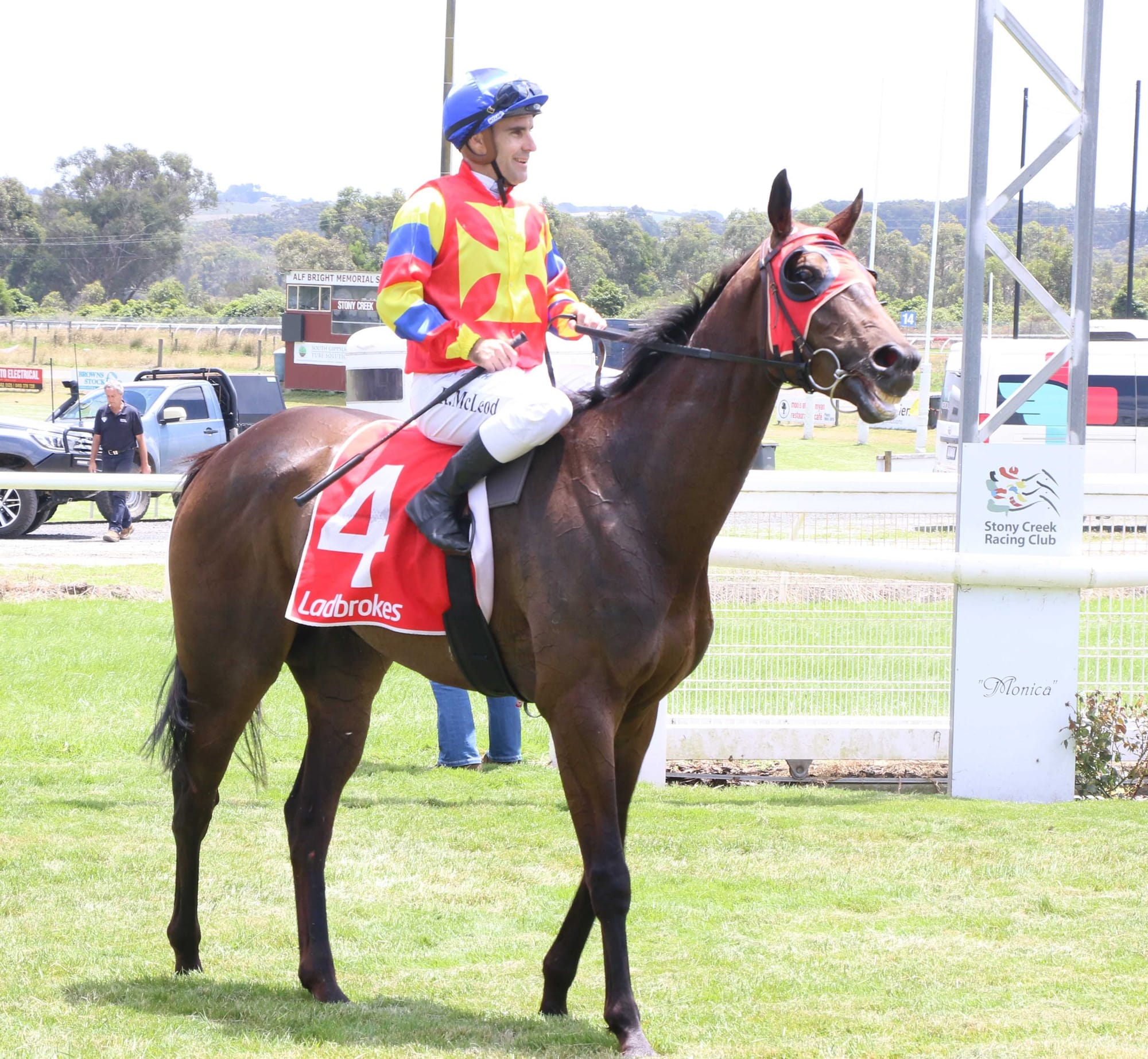 Winner of Race 1 at Stony Creek Sisu ridden by Rhys McLeod.