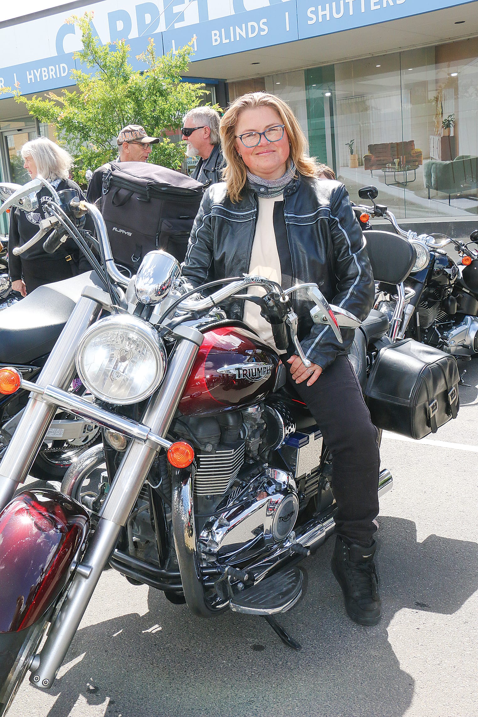 Dromana’s Michelle Anderson had her 2014 Triumph America on display at Biketoberfest on Saturday. Tk29_4224