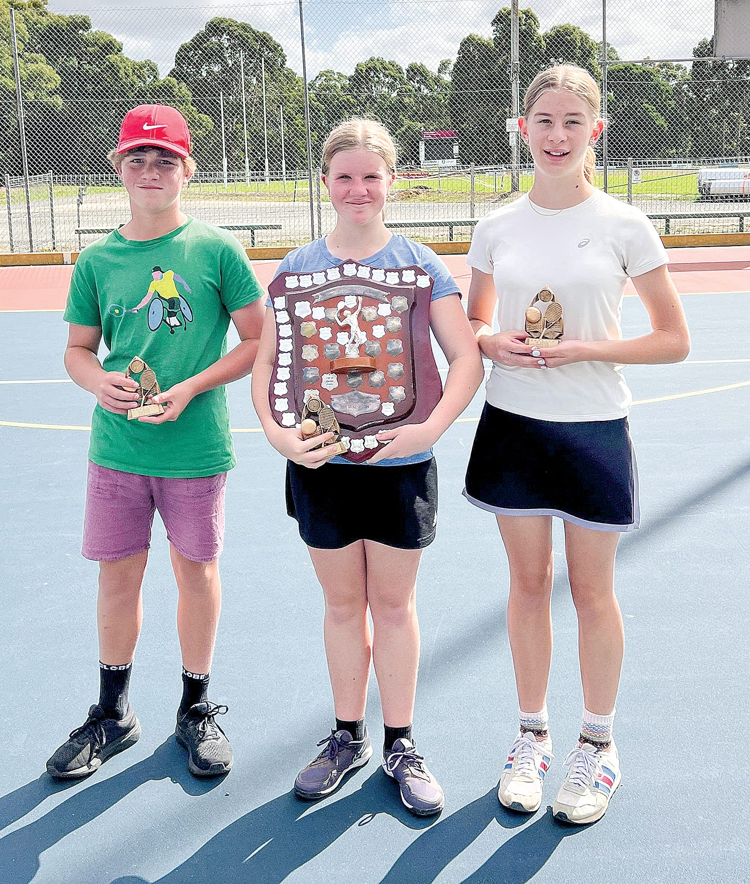 B Grade Premiers: Fish Creek (L-R) Archie Henning, Leticia Prosser, Isla Sands-Morris.