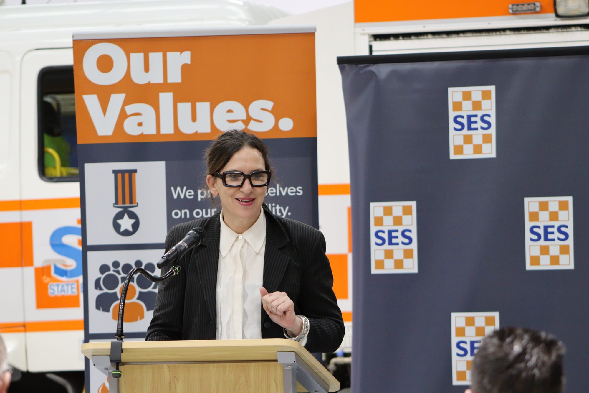 Bass MP Jordan Crugnale at the official opening of the Wonthaggi SES unit. 