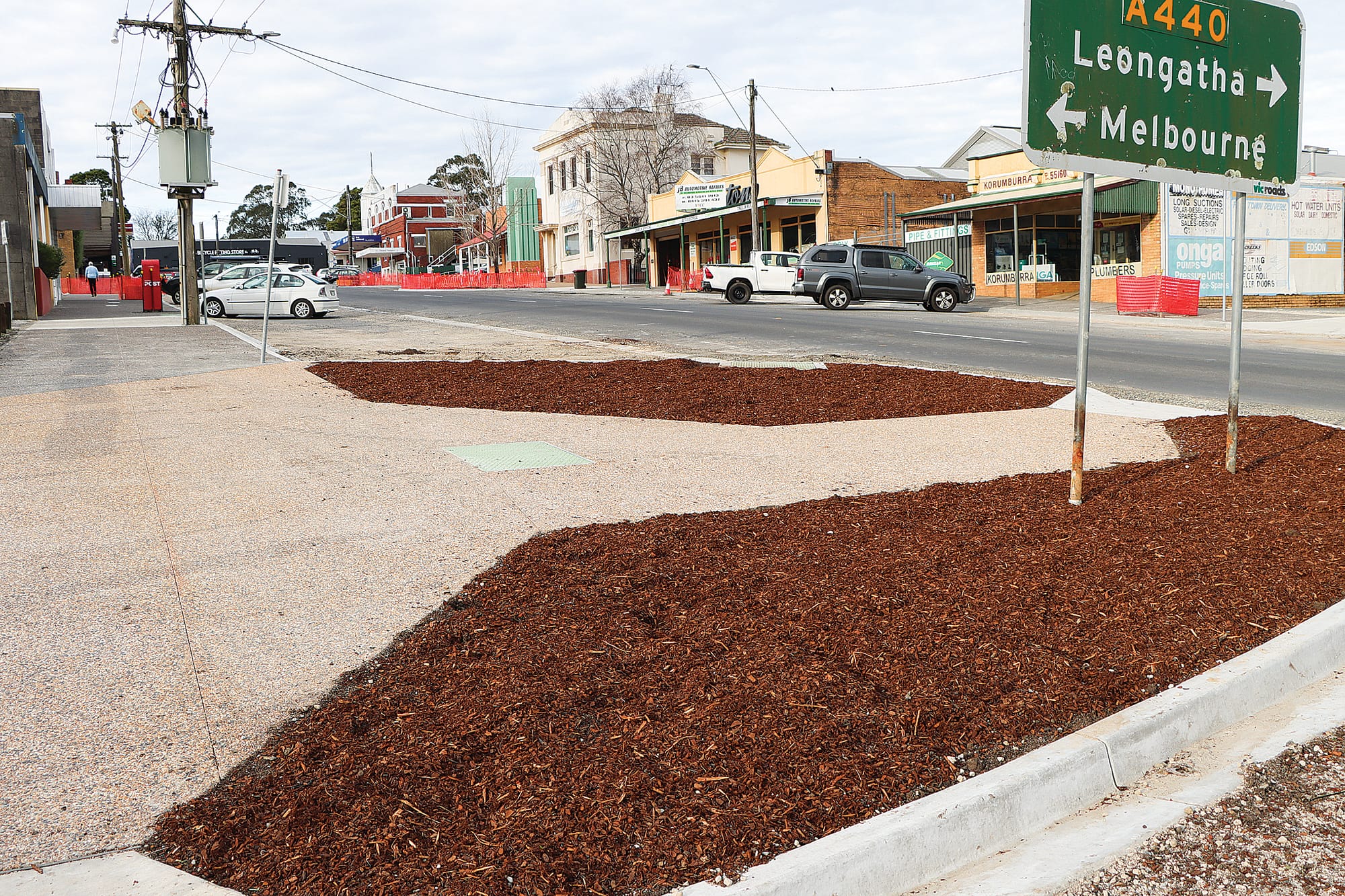 Newly created garden areas in Radovick Street will spring to life when planting occurs. A09_3424