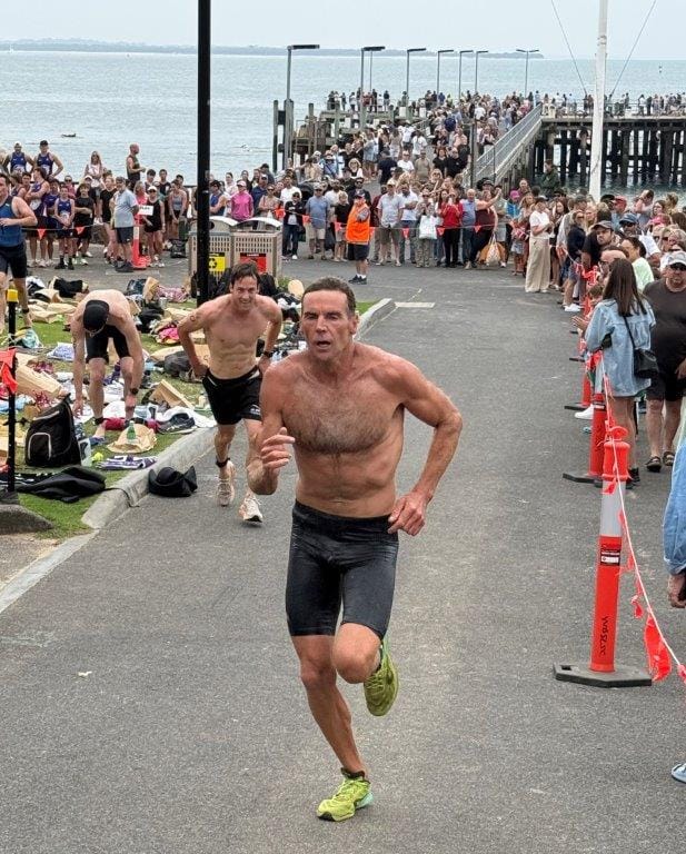 Justin Tilley of Surf Beach won it in transition at the Cowes Classic on Saturday when he was quickly into his shoes and on his way to a two-second victory on The Esplanade in Cowes.
