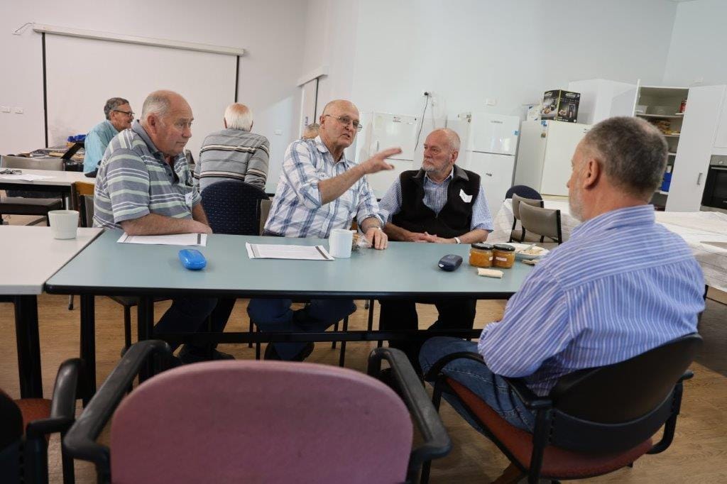 Having a chat over a meal is just as important at the Leongatha Men’s Shed as learning how to use a shed full of equipment and work on some useful projects.