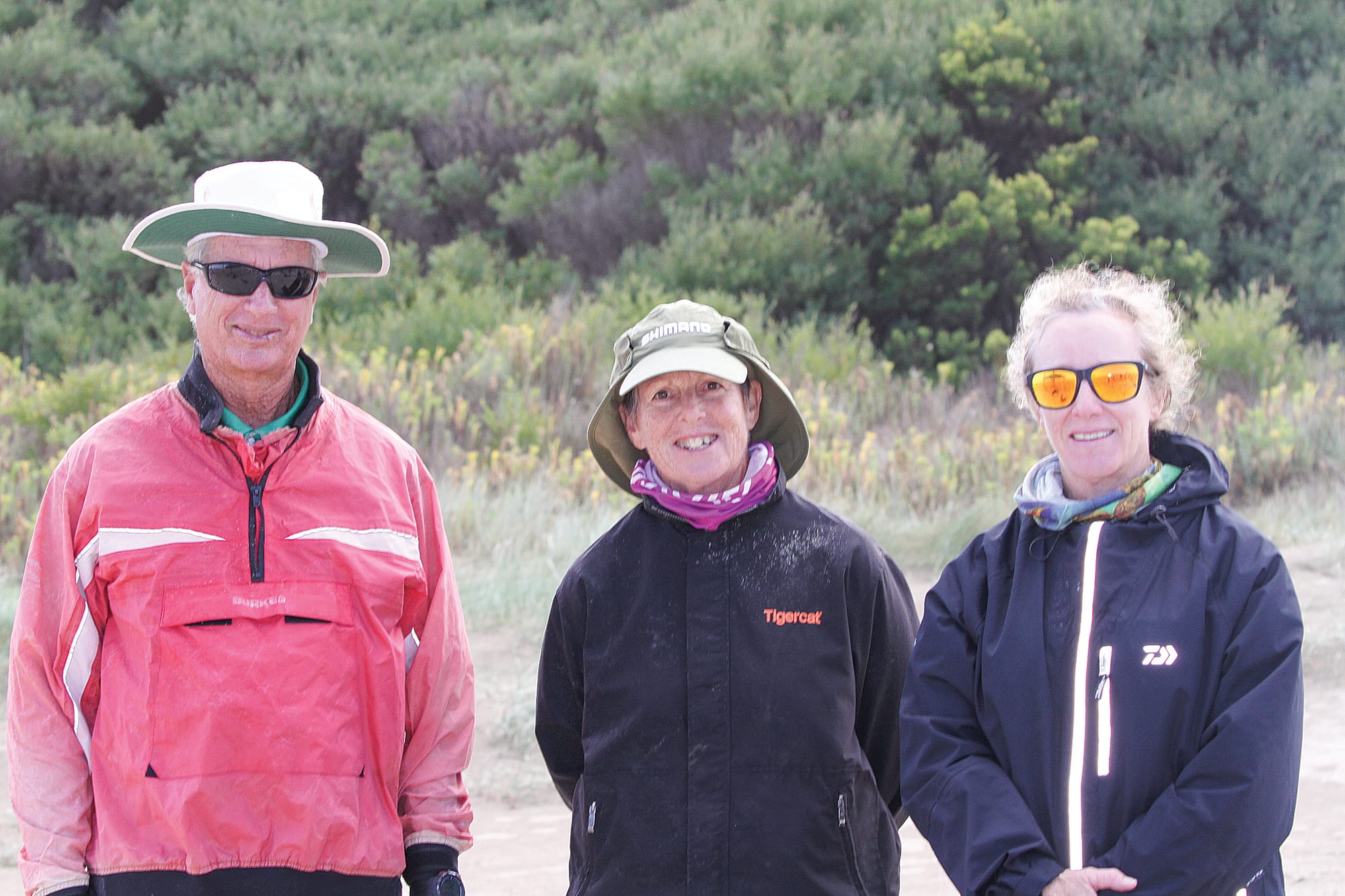 Australian Blokart Champion Daryl Skinner with Tina Coutts and World and Australian Blokart Champion (Lightweight Production) Bev Schultz at the Blokart Championships in Waratah Bay. B76_1225