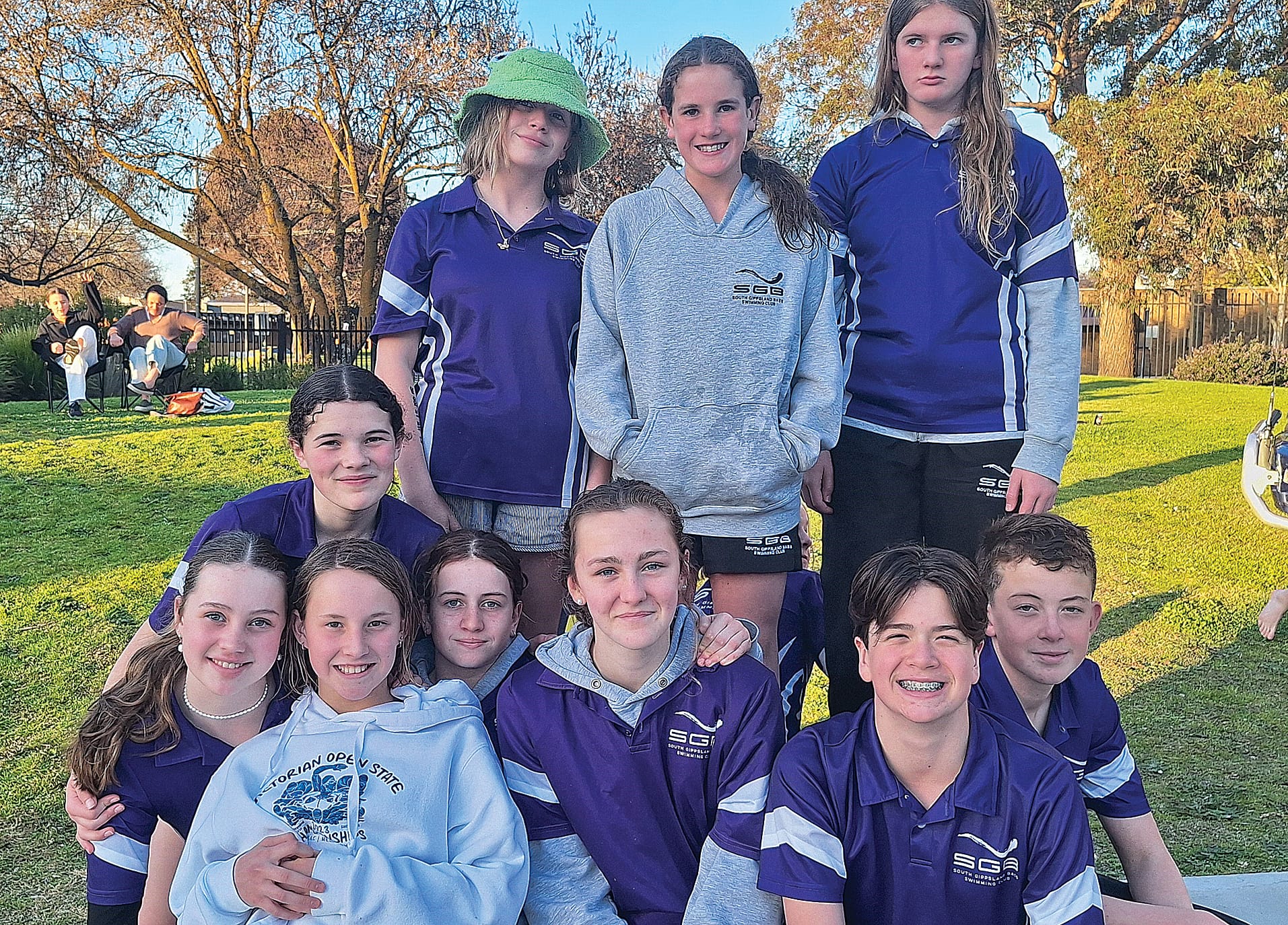 The team relaxes between races.