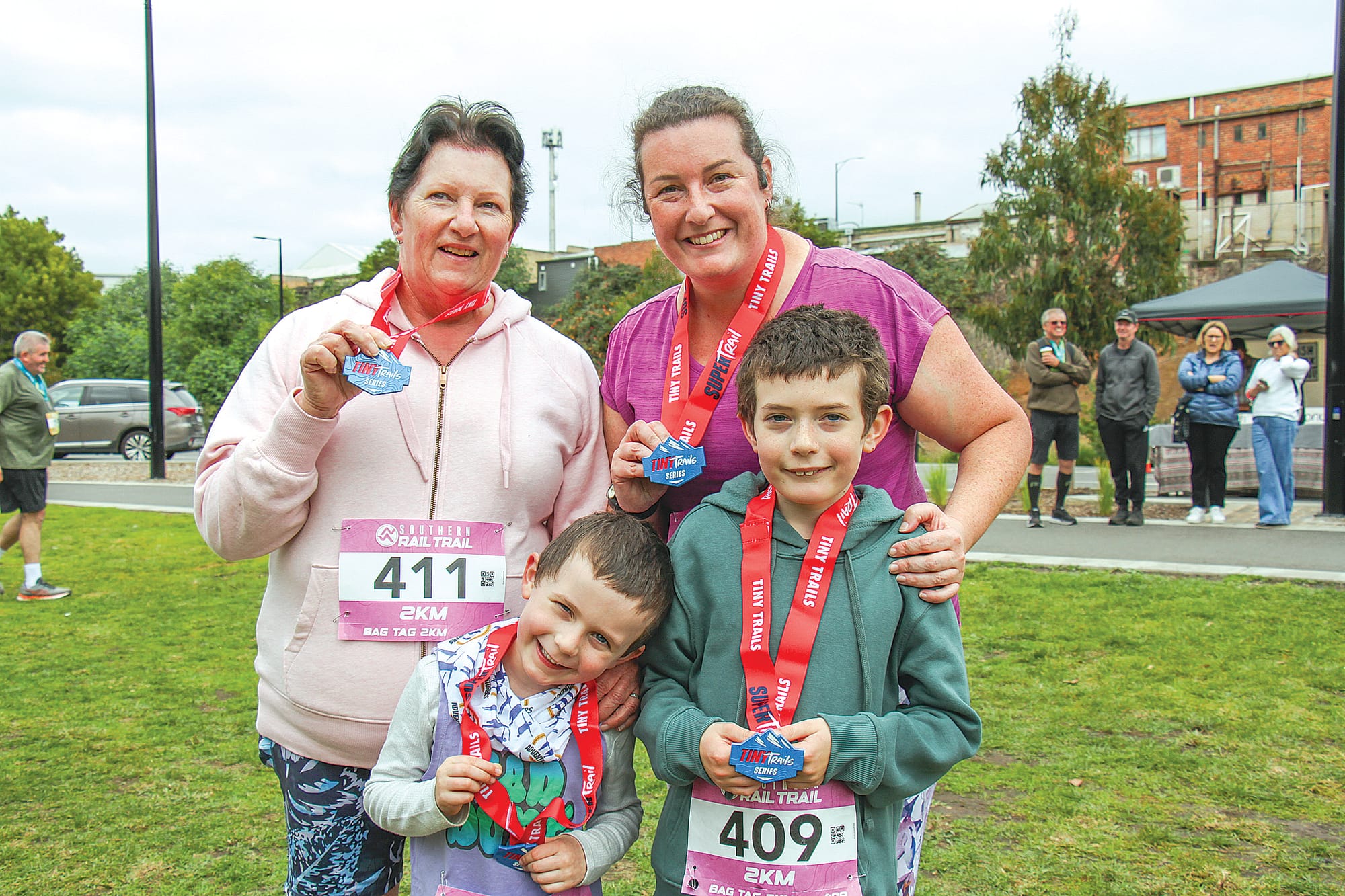 Felicity, Cait, Ollie and Archer three generations of the same family from Foster competing at the Southern Rail Trail Run in Leongatha. B110_2225