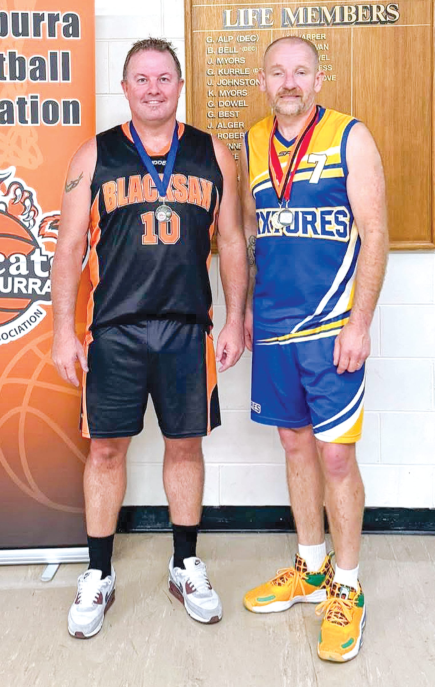 Masters’ season MVP Jason Blackmore and grand final MVP Brett Guy.