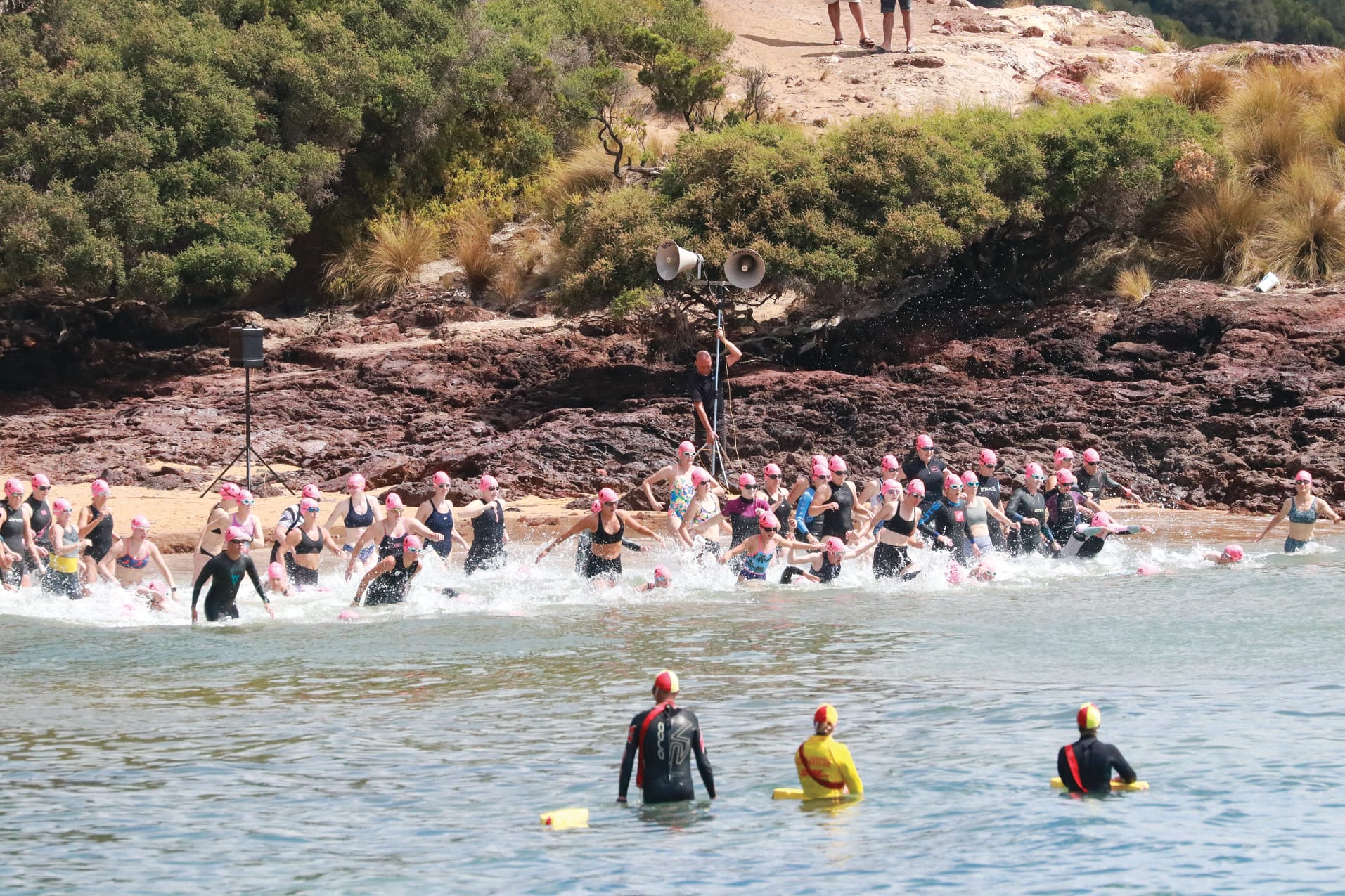 Cowes Classic participants enter the water for the 31st Bass Coast series event. Z37_1024