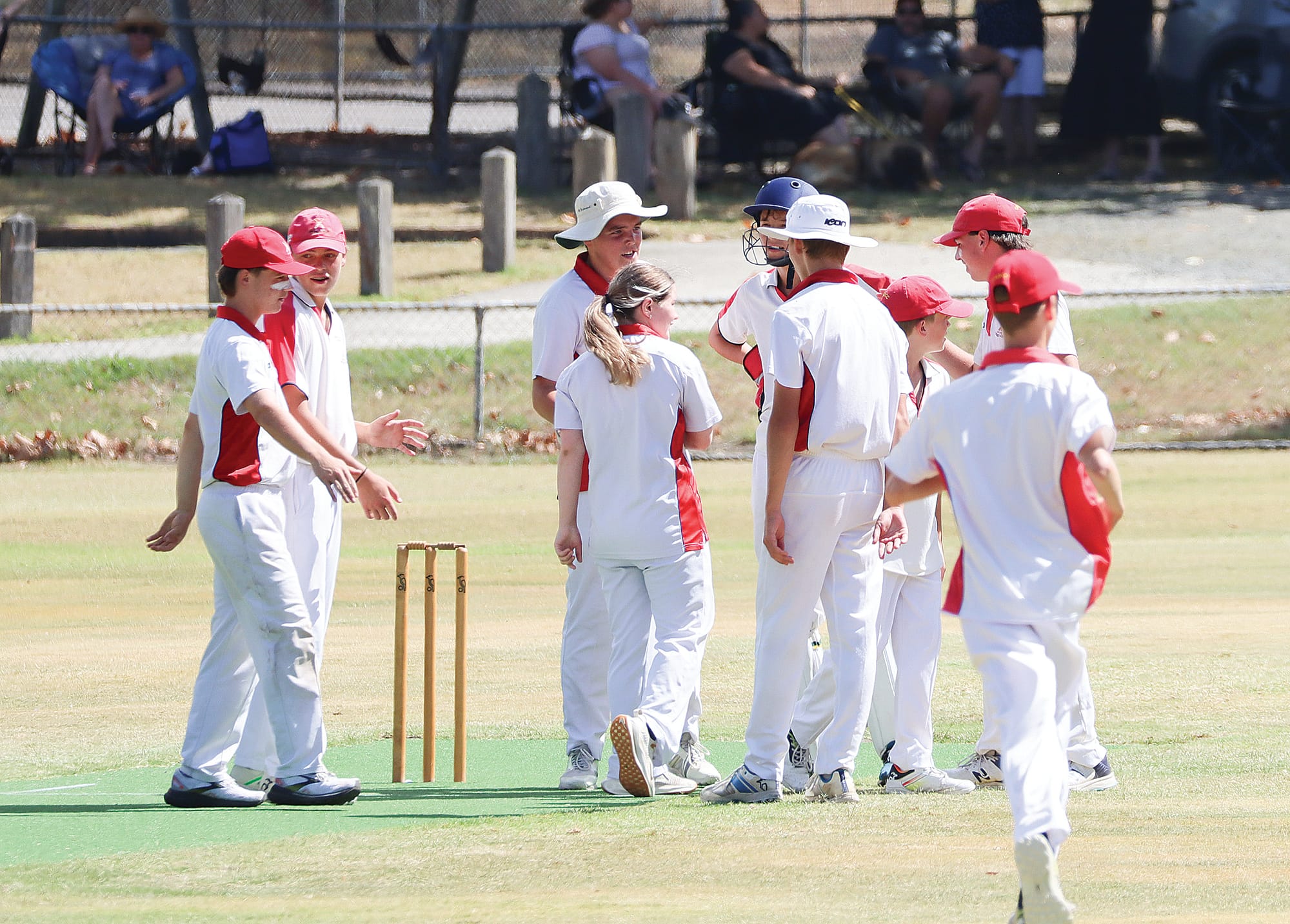 Glen Alvie celebrating a wicket, after Korumburra/Nyora Captain, Evan Belvedere is caught out. W23_1025 