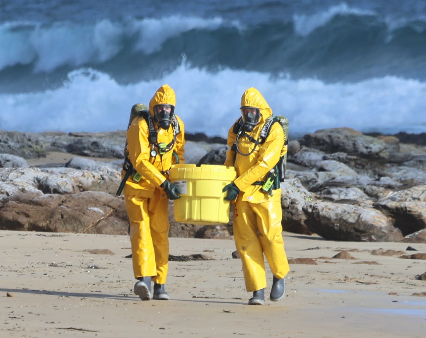 Practised response to hazardous material alert at Phillip Island