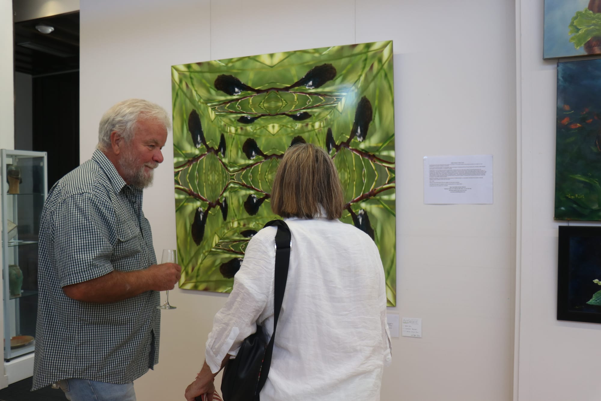 Artist Werner Theinert showcasing digital injet print 'Greenthing' at Artspace. 