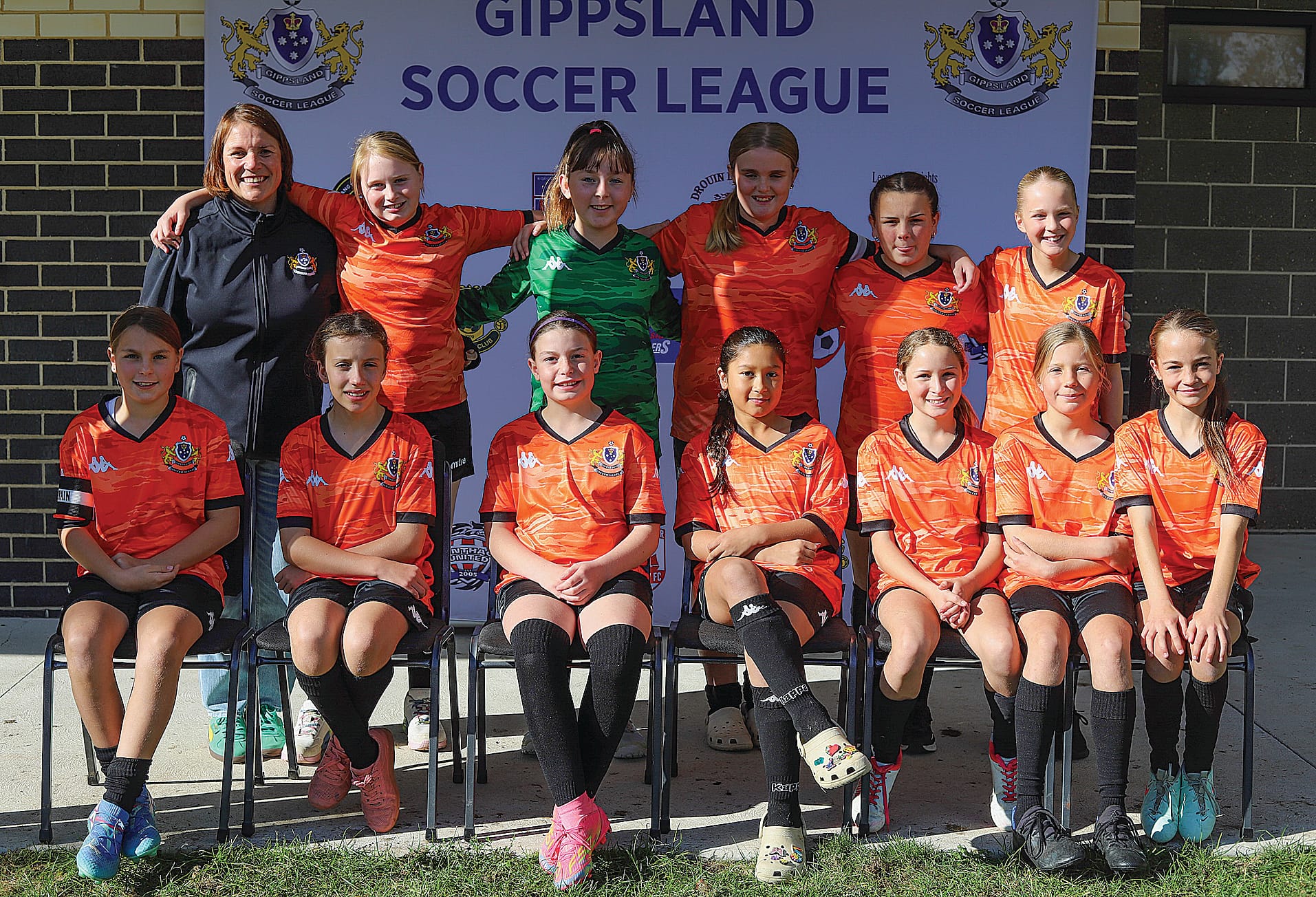 U12 Girls: back row, from left, Andrea Dempsey (coach), Stephanie Moon, Amy Stockdale, Caitlyn Jacobs (captain), Ruby Allman, Amity Wilkinson; front, Gabby Titmarsh (captain), Chelsea Chambers, Alice May, Zahli Koster, Liberty Murdoch, Kelsey Watson and Lily Murphy. Absent: Hannah Taylor and Ada Cross.