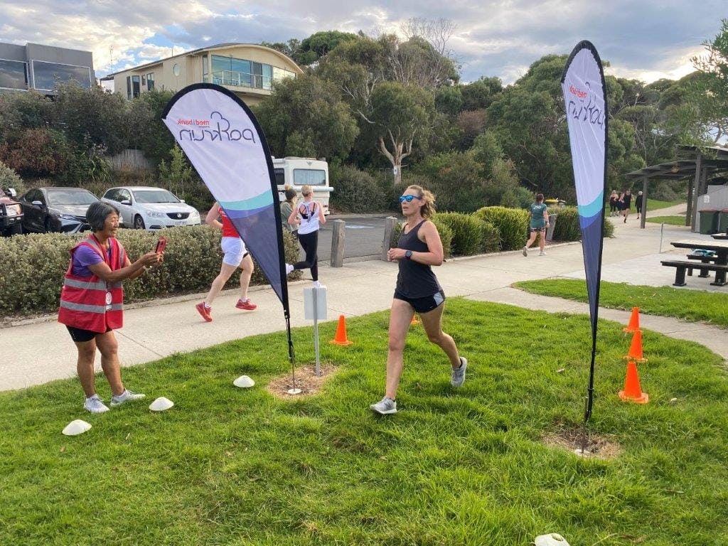 Kongwak’s Emily Carrick was first across the line for the women at Inverloch’s Parkrun on Saturday.