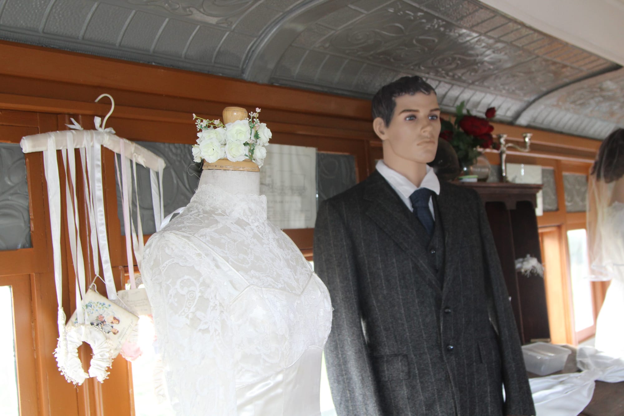 Vintage bridal wear on display at the State Coal Mine in Wonthaggi