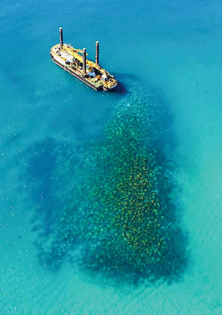 The Gold Coast artificial reef during construction.