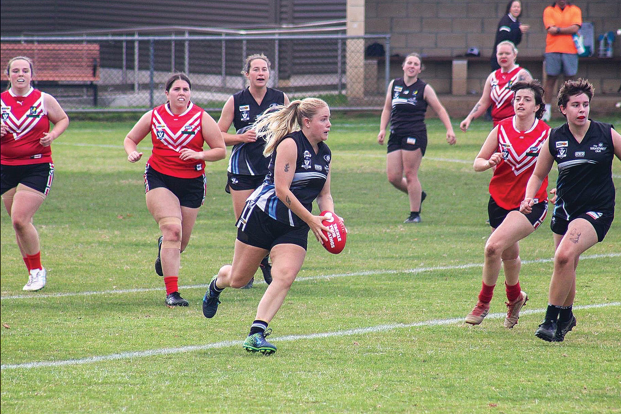 Cayli Lane finds some space. 