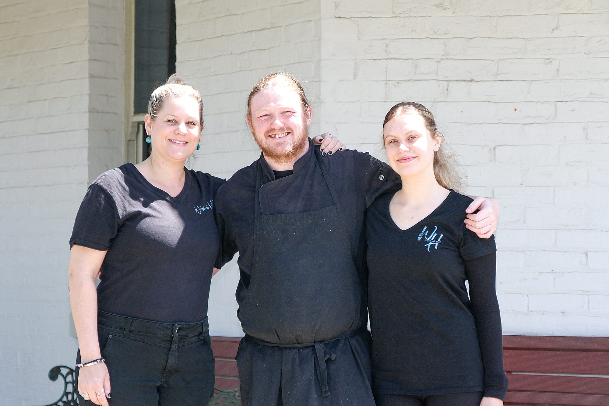Welshpool Hotel Licensee Skye Dubignon, Chef Rhys Mathieson and Bartender Mikayla Papworth. B43_4524
