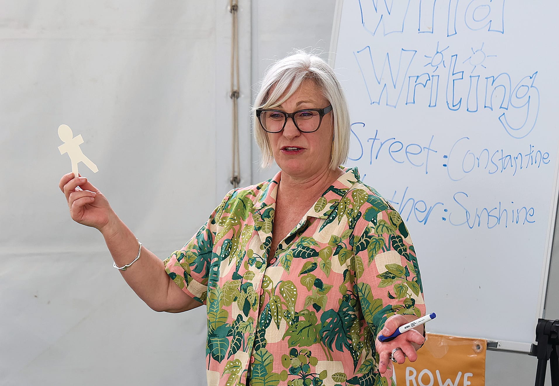 Andrea Rowe, best known for her book ‘Jetty Jumping’, conducts a story-writing workshop on Sunday morning at the Fishy Stories Festival at Fish Creek on Sunday.