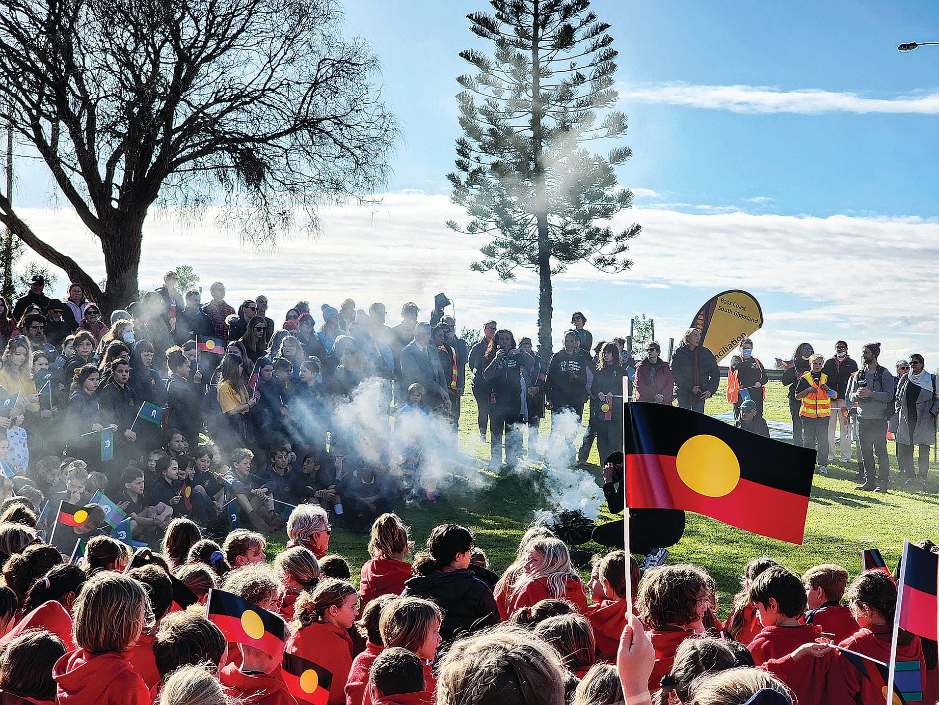 Students from across Bass Coast Shire joined in Friday’s ceremonies before the Bridge Walk. C31_2922