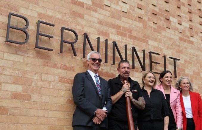 Bass Coast Shire Council Mayor Cr Michael Whelan was joined by the representative for the Federal Minister for Infrastructure, Transport, Regional Development and Local Government Senator Jess Walsh, Member for Bass MP Jordan Crugnale, Council's Acting CEO James Stirton, Crs David Rooks, Leticia Laing and Clare Le Serve and representatives from the Bunurong Land Council Aboriginal Corporation including Josh West and Jillian West, to unveil the centre’s 'Berninneit' (Gather Together) sign and initiate a week of opening activity.