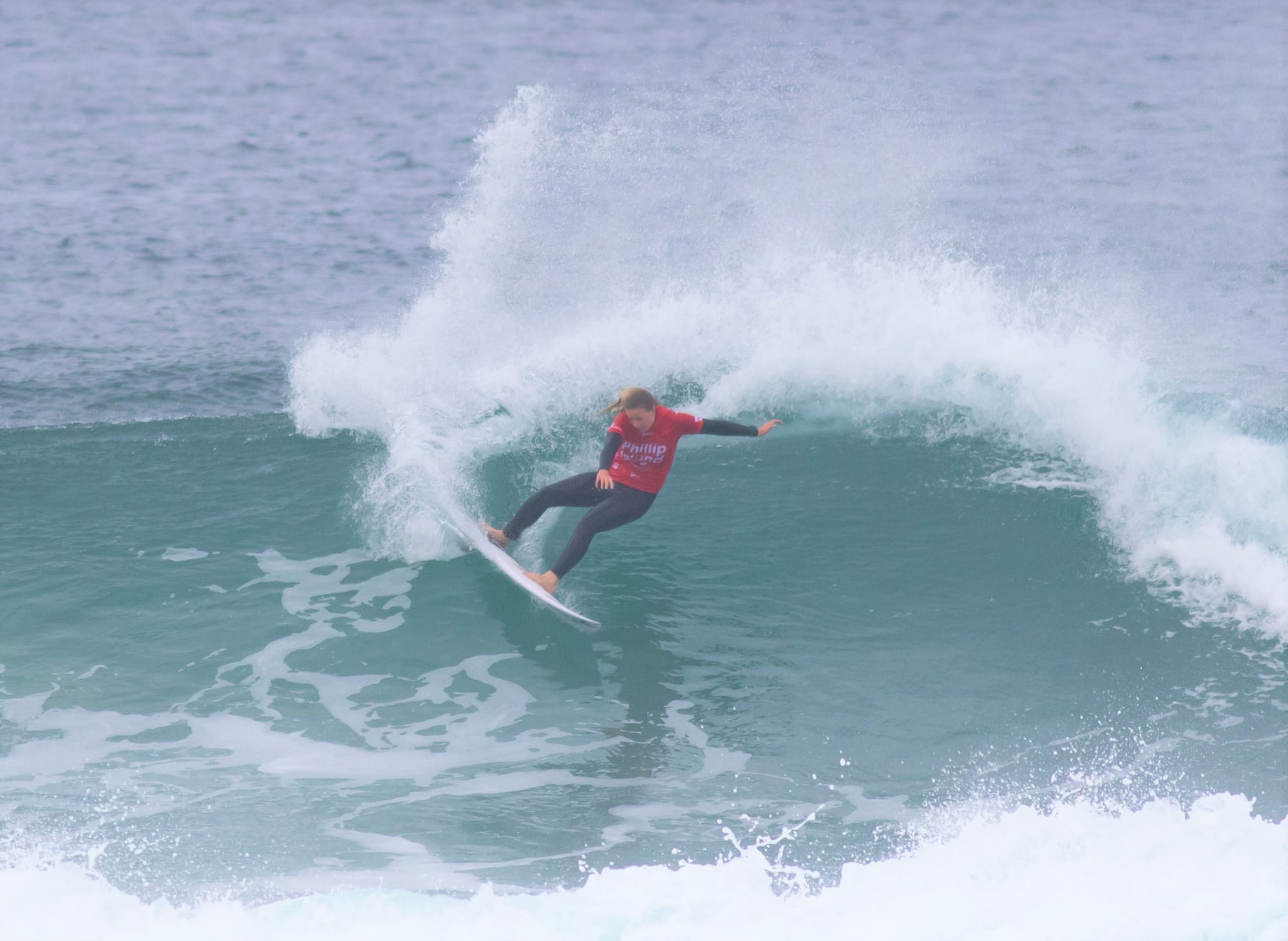 Lennox Head’s Nyxie Ryan shows some of the work that won her the Phillip Island Pro crown on Saturday. Images courtesy of Liam Robertson Surfing Victoria.