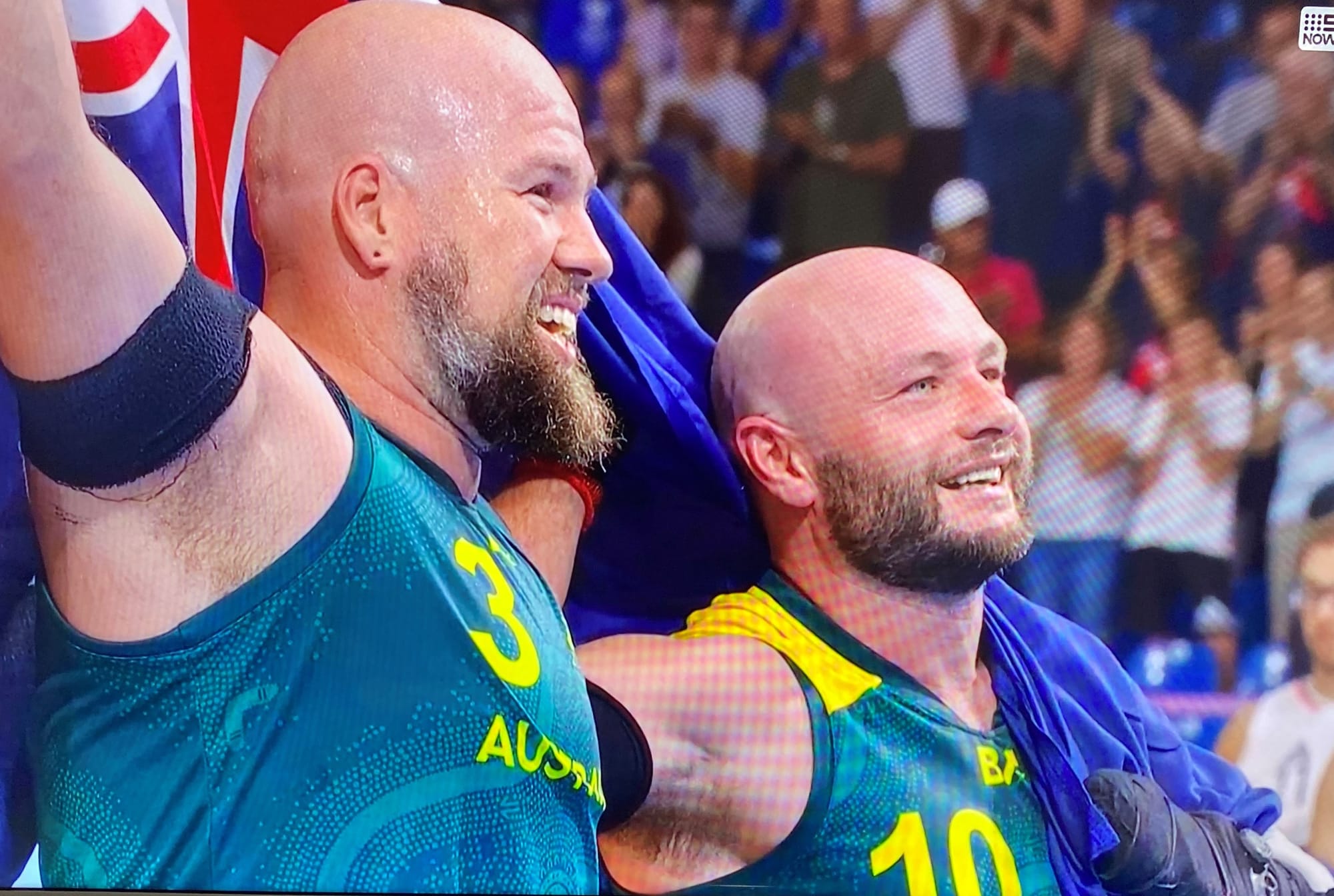 Ryley Batt and Chris Bond share the moment of triumph at the end of Aussie hero Ryley Batt's six-Paralympics career.