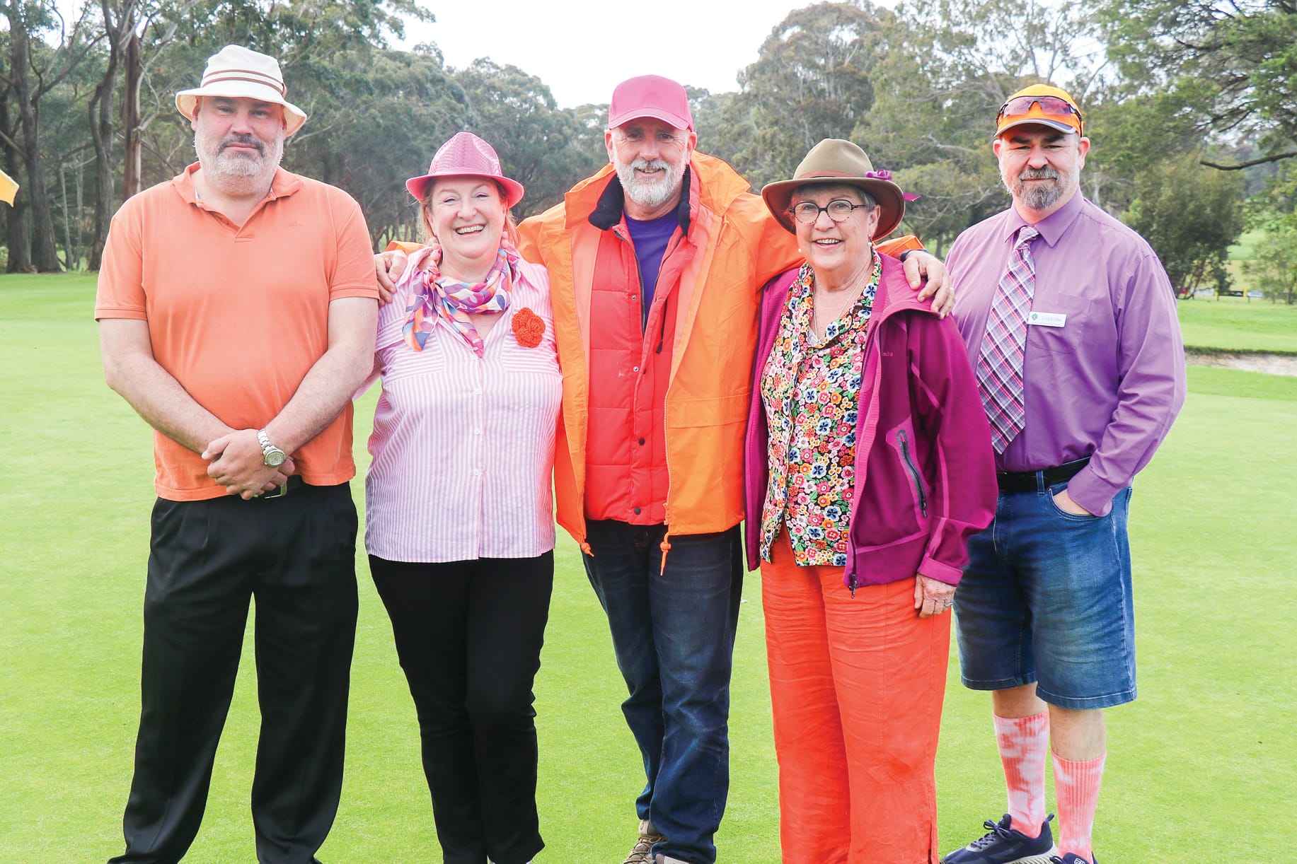 South Gippsland Councillors turned out to support the Go Girls Foster Golf Day. Cr Scott Rae, Go Girls foundation co-founder Michelle Jobson, Go Girls foundation chair Damian Paull, Cr Mohya Davies, and Cr Mick Felton. Z42_4223