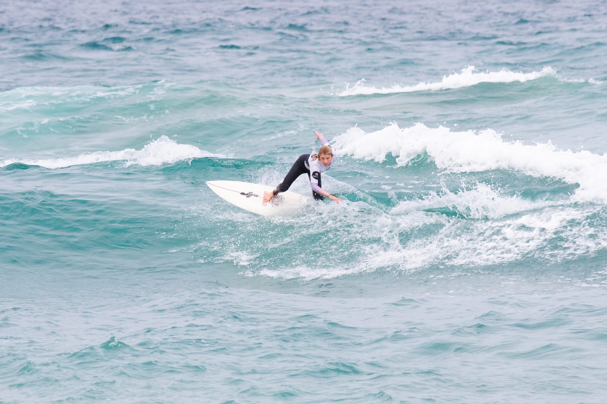 Scarlett Rennie. Second place in the under 14 girls. Photo: Noah Clifford / Surfing Victoria
