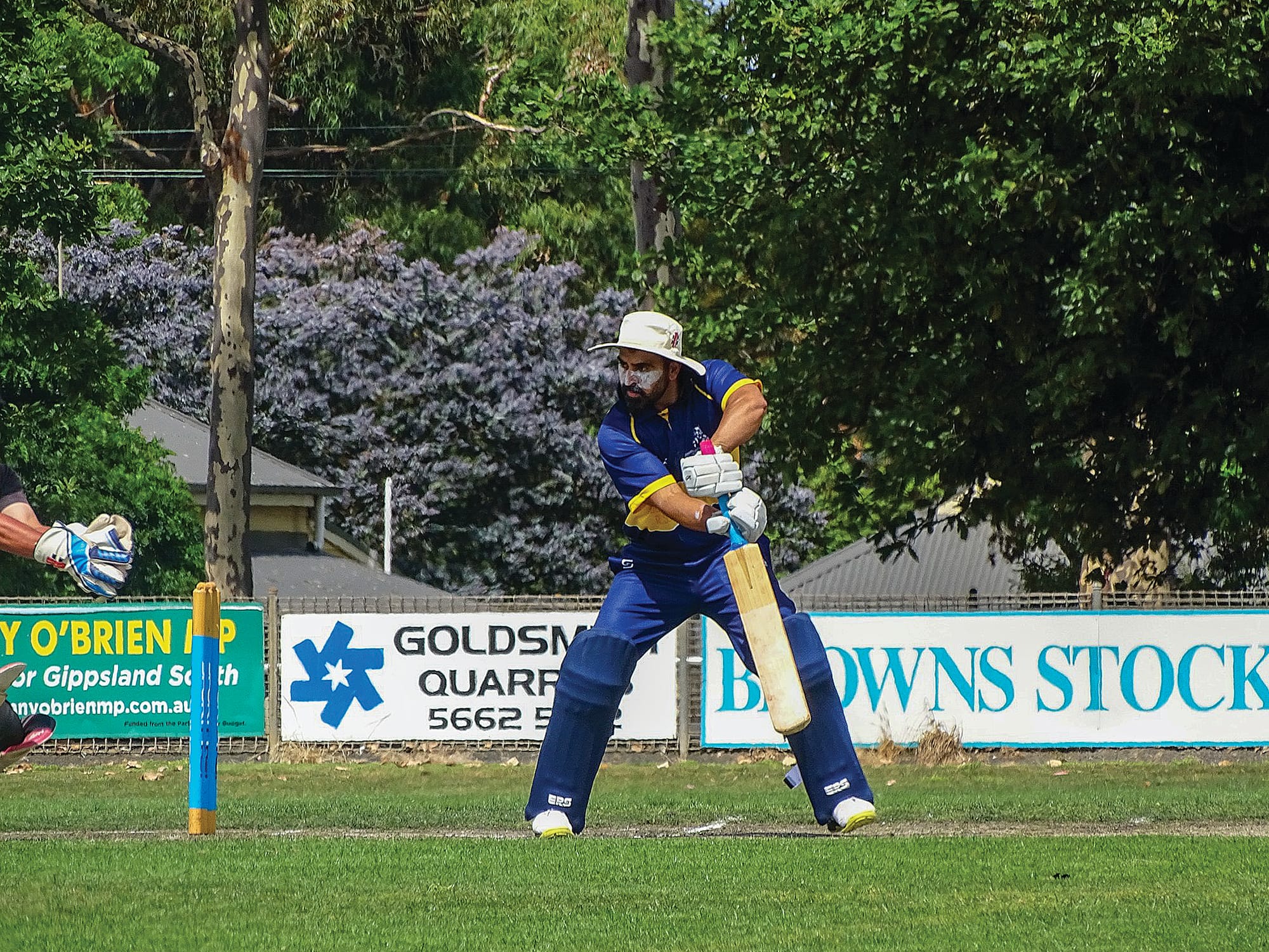 Amad Mujtaba on his way to 49 runs for Koonwarra/LRSL. Photo: Jodie Arnup.