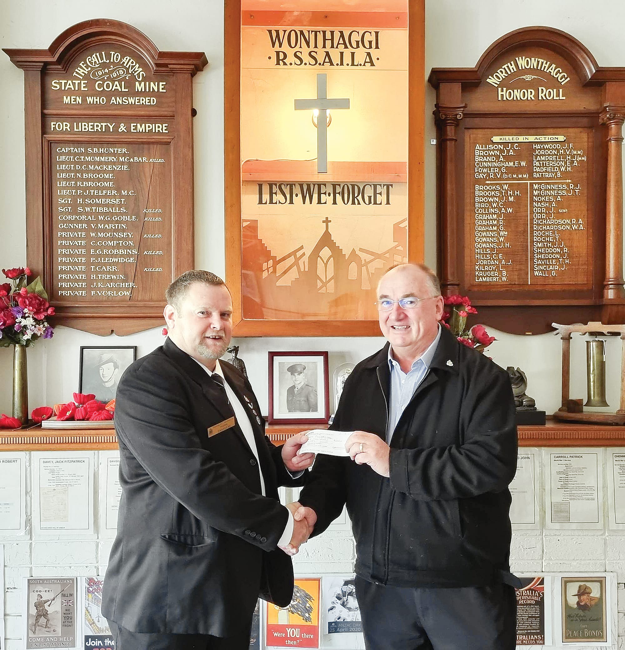 Saturday’s cheque presentation to Fallen Diggers Incorporated.