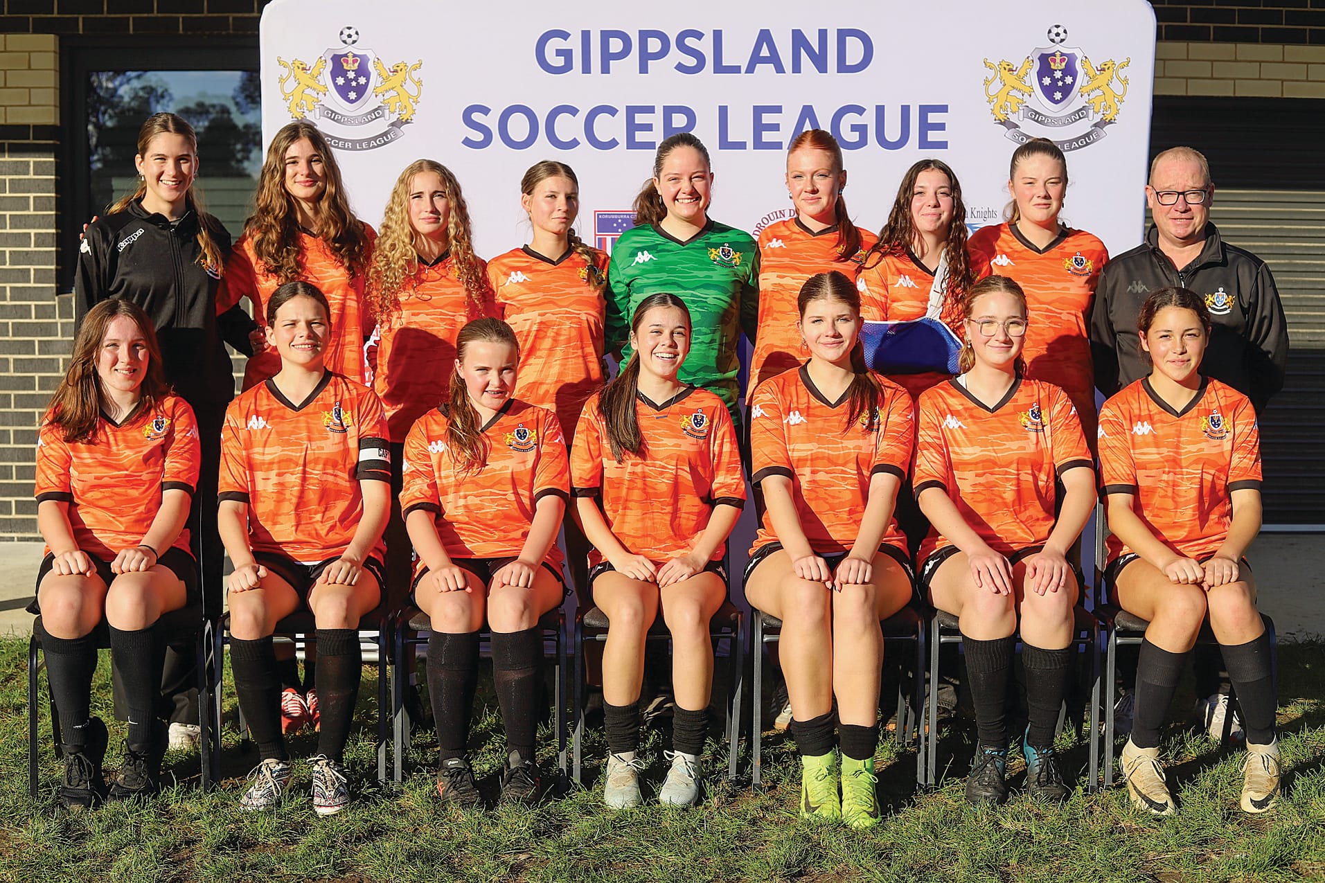 U16 Girls: back row, from left, Lisse Bath (assistant coach), Amara Pittorino, Michaela Marr, Evie Titmarsh, Aurora Quintana Laing, Ana Heneghan, Neka McKenzie, Talia Thomas, Rob Sherburn (coach); front, Tanna Goding, Brianna Purvis (captain), Asha Earwicker, Grace Wilkinson, Savannah Mclean-Watling, Joss Geronimo and Tallarah Murdoch.