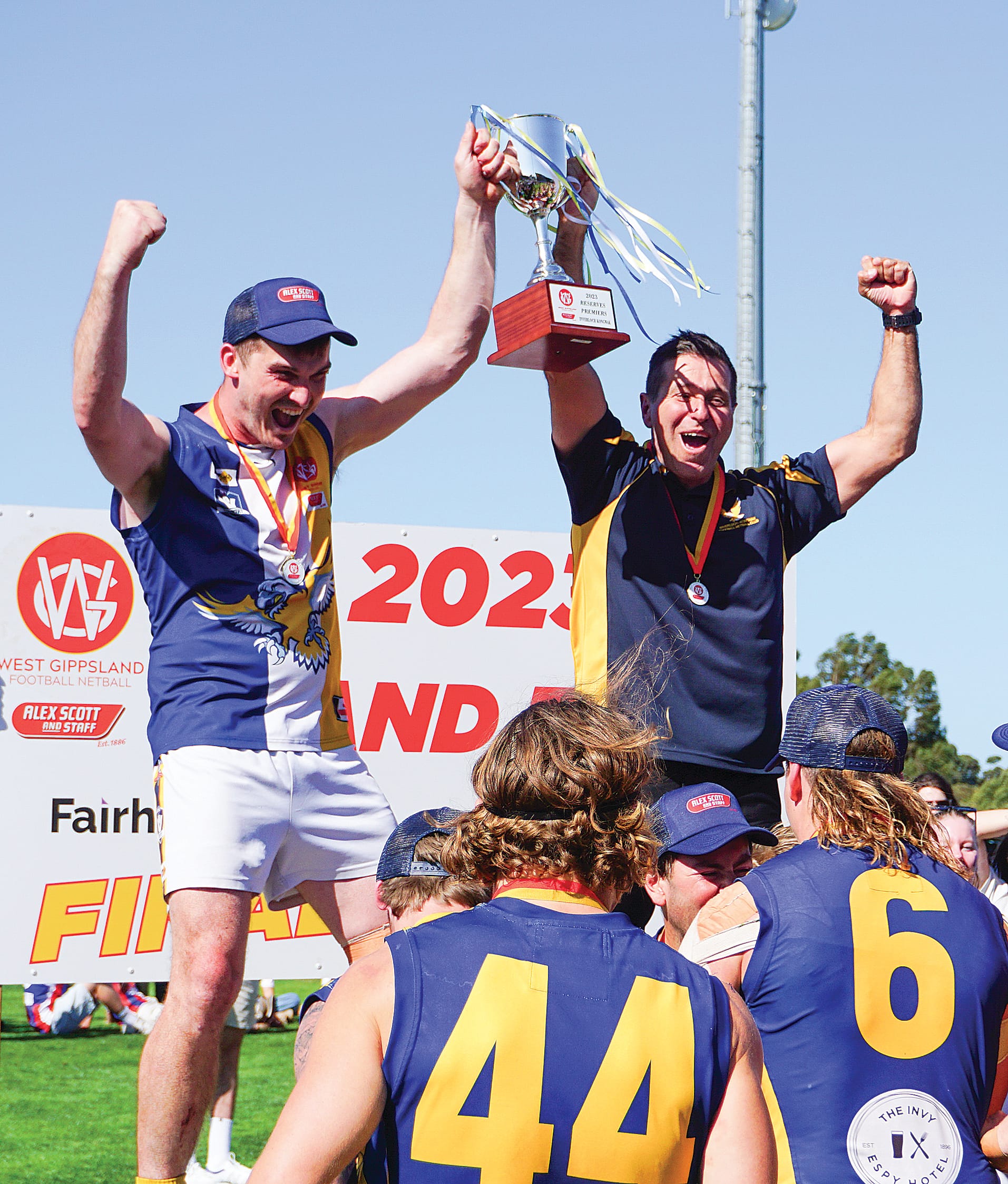Inverloch-Kongwak reserves pile in to relish in their final’s cup glory. Ns163823