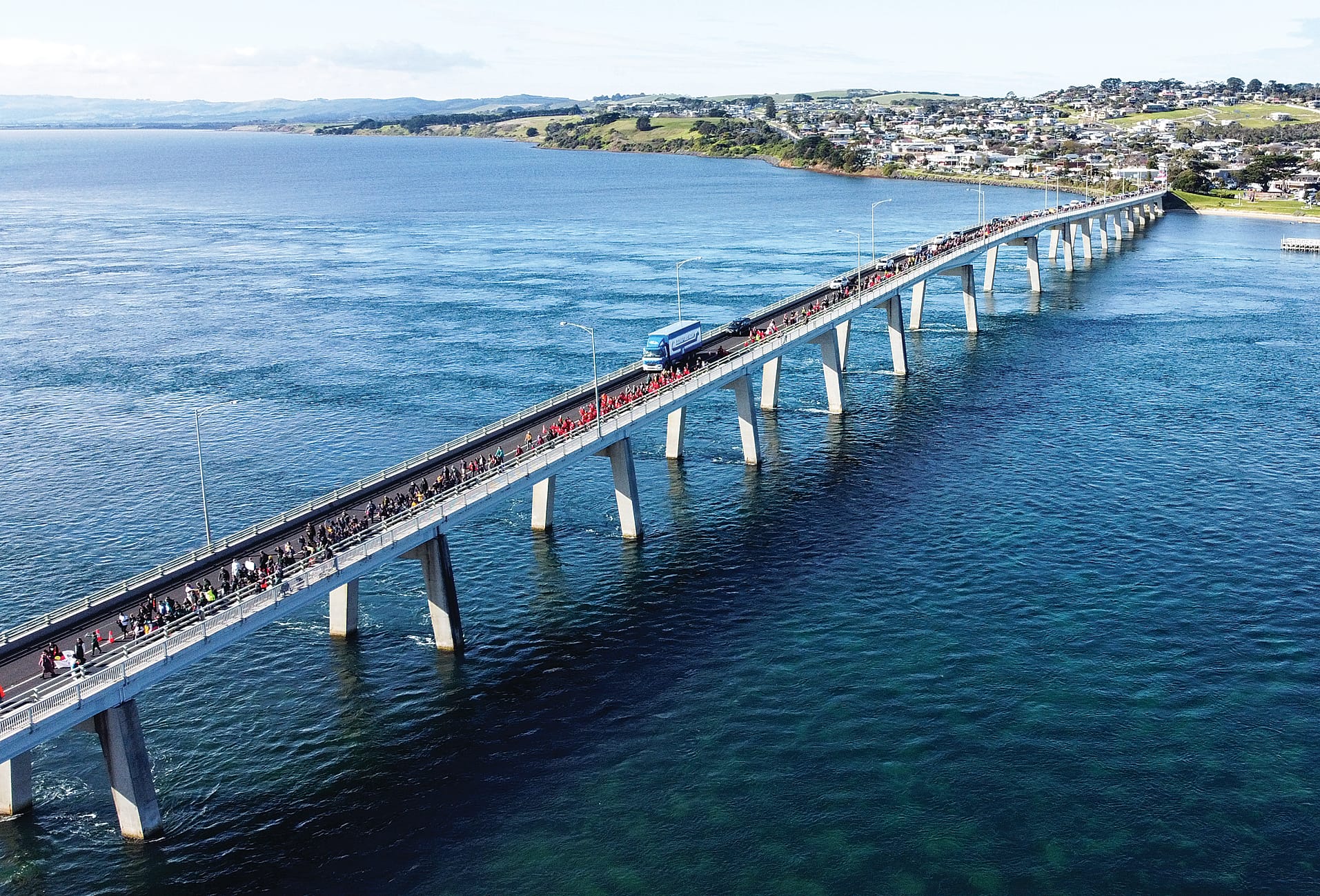 End to end, a monumental display of support, individuals filled the bridge. Photo: Robin Lowe.