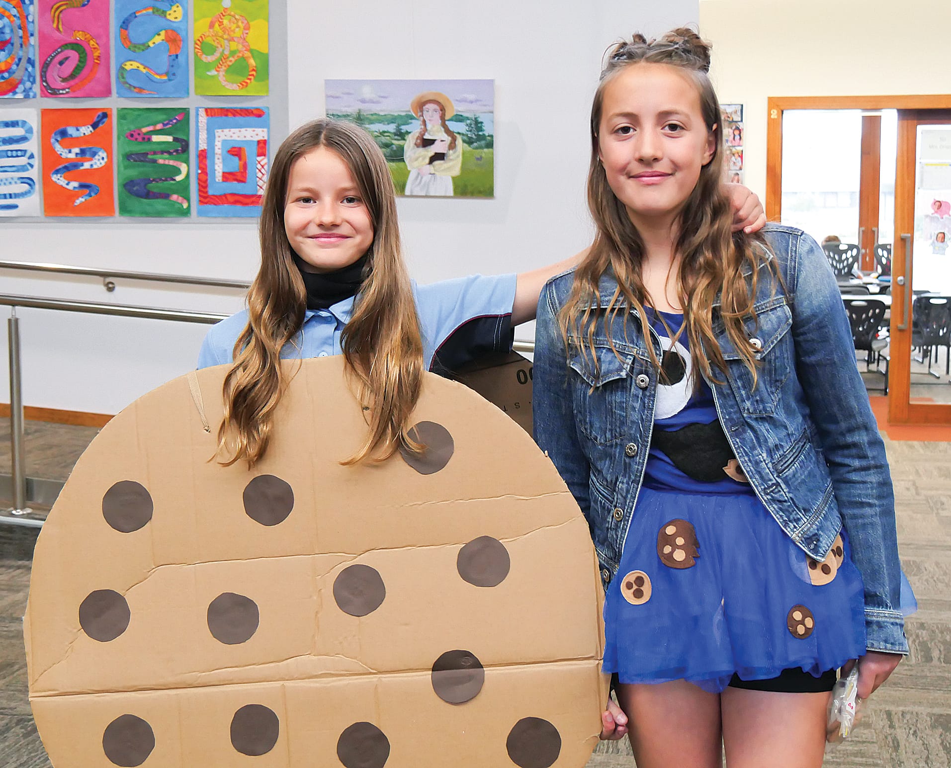 Year 5 students Sophie Perry and Dae Anderson came as Cookie Monster and a cookie.