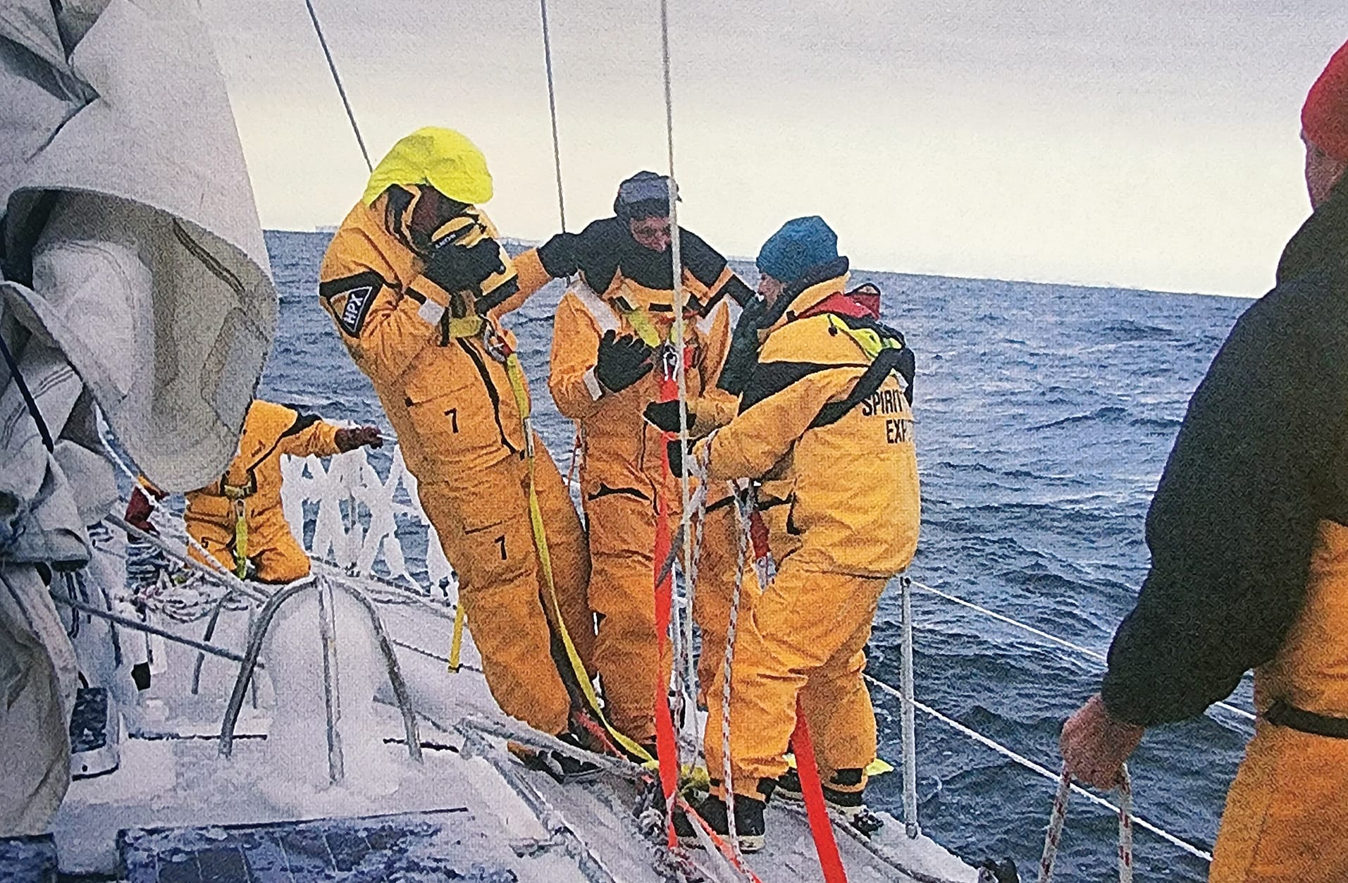 With no wetsuits on board, Peter prepares for the dive in his sailing suit and slippers. The outside air temperature with wind chill was minus 60 degrees Celsius.