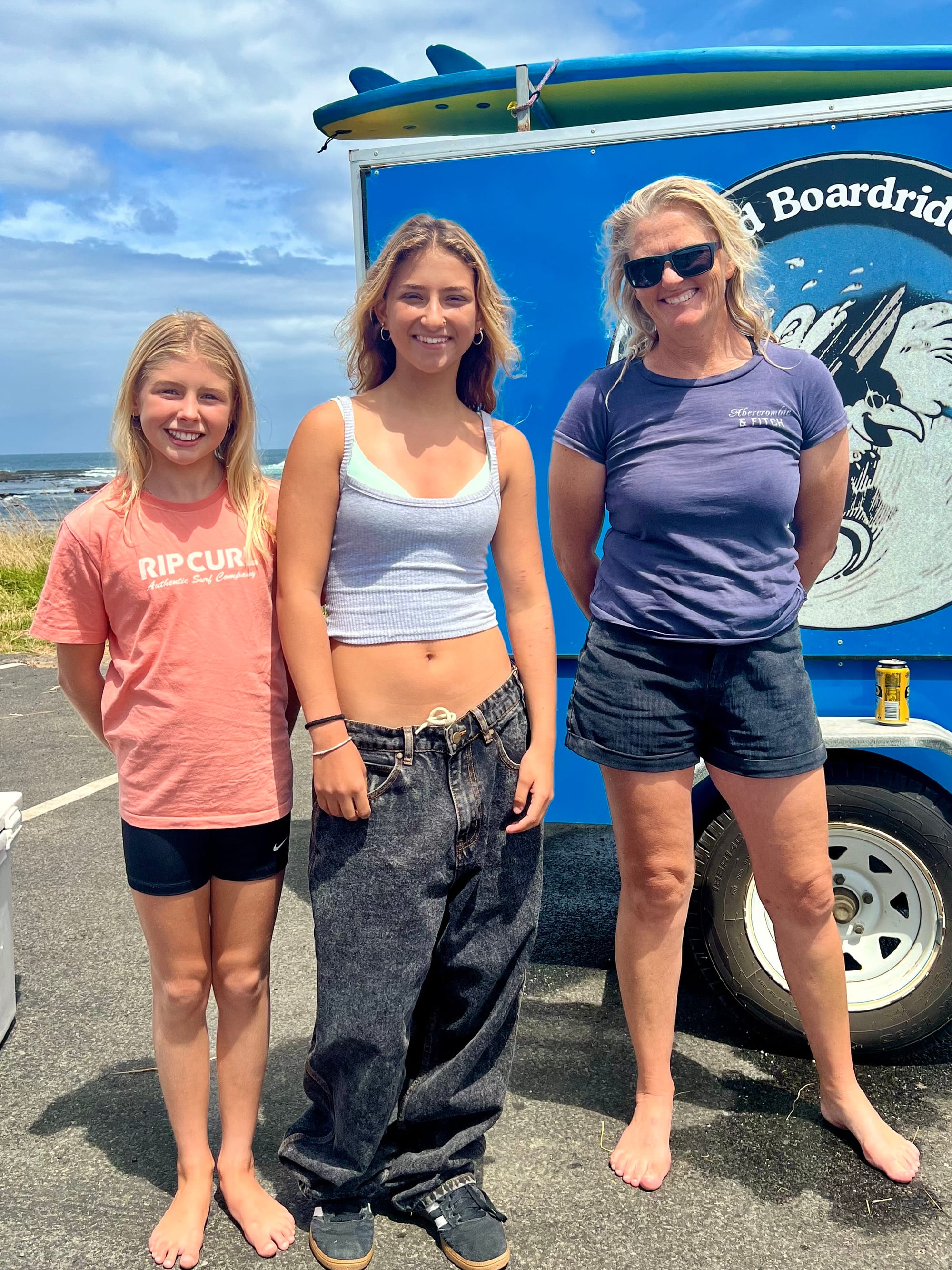 Scarlett Rennie, Evie Lutz, and Danielle Baylis (Open Women's final). Photo: Jo O'Reilly Stubbs 
